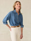 Linen Denim Oceanview Blouse - Coastal Cloud Wash