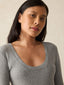 Pacific Pointelle Scoop Neck - Stonehill Heather
