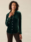 Stretch Silk Velvet Genevieve Shirt - Sea Moss
