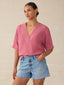 Dune Cotton Gauze Short Sleeve Popover - Heather Rose