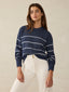 Sunwashed Cotton Fisherman Sweater - Water Mill Stripe