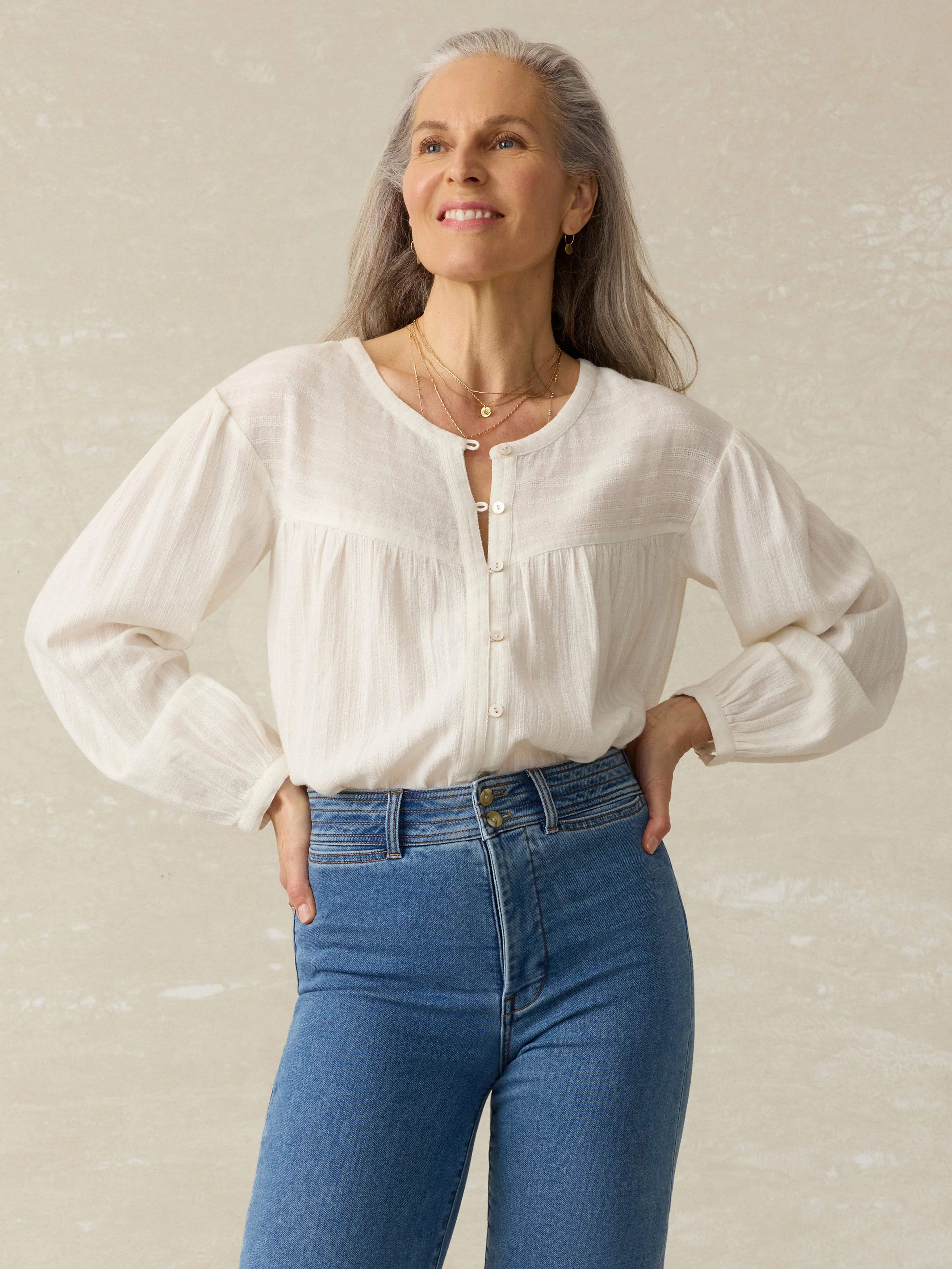 Lena Blouse - Egret Main image