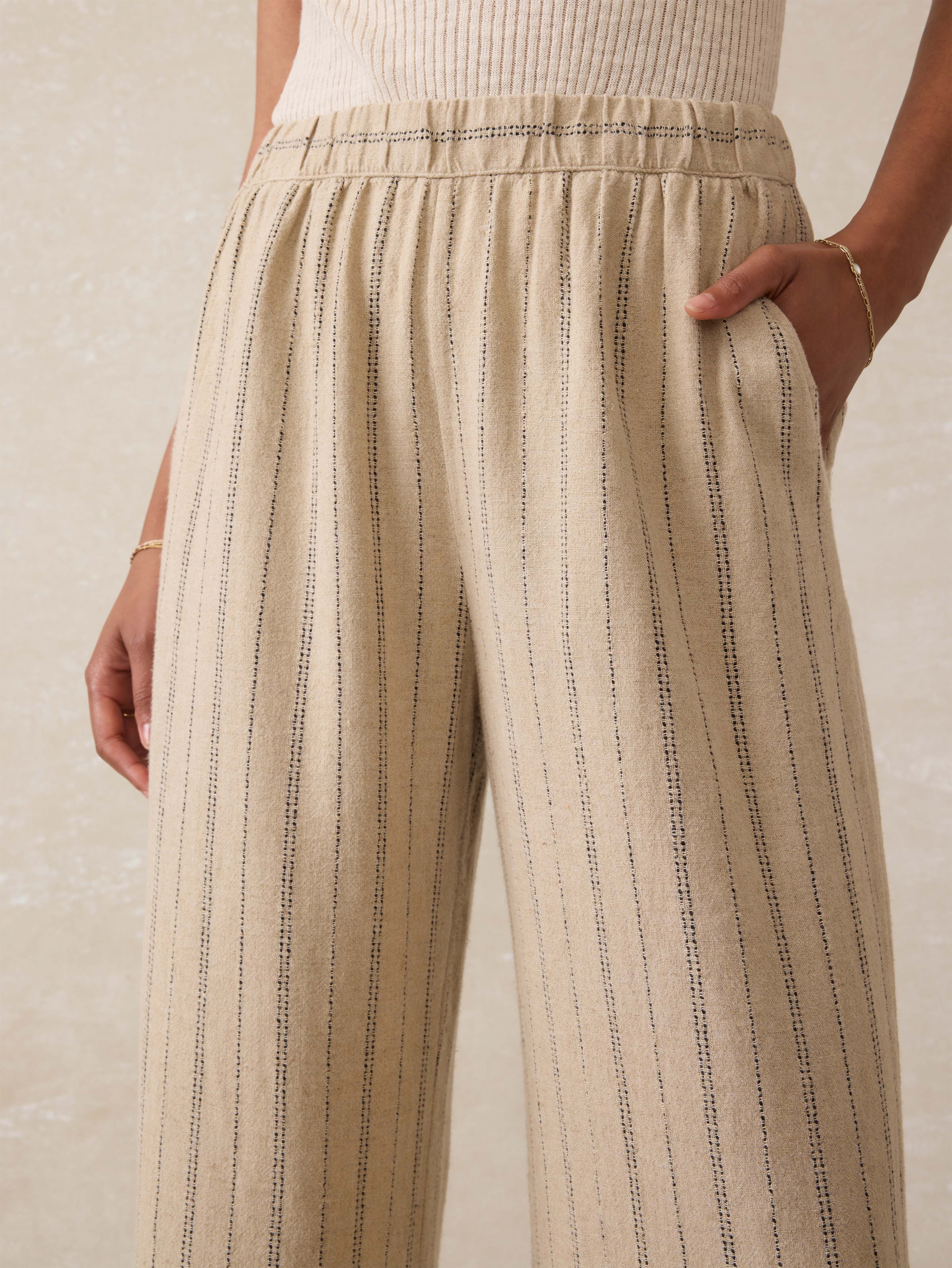 Riviera Linen Pant - Driftwood Stripe Secondary image