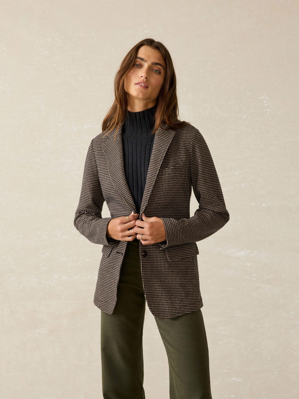 Inlet Knit Tweed Blazer - Mocha Mountain Houndstooth Main image