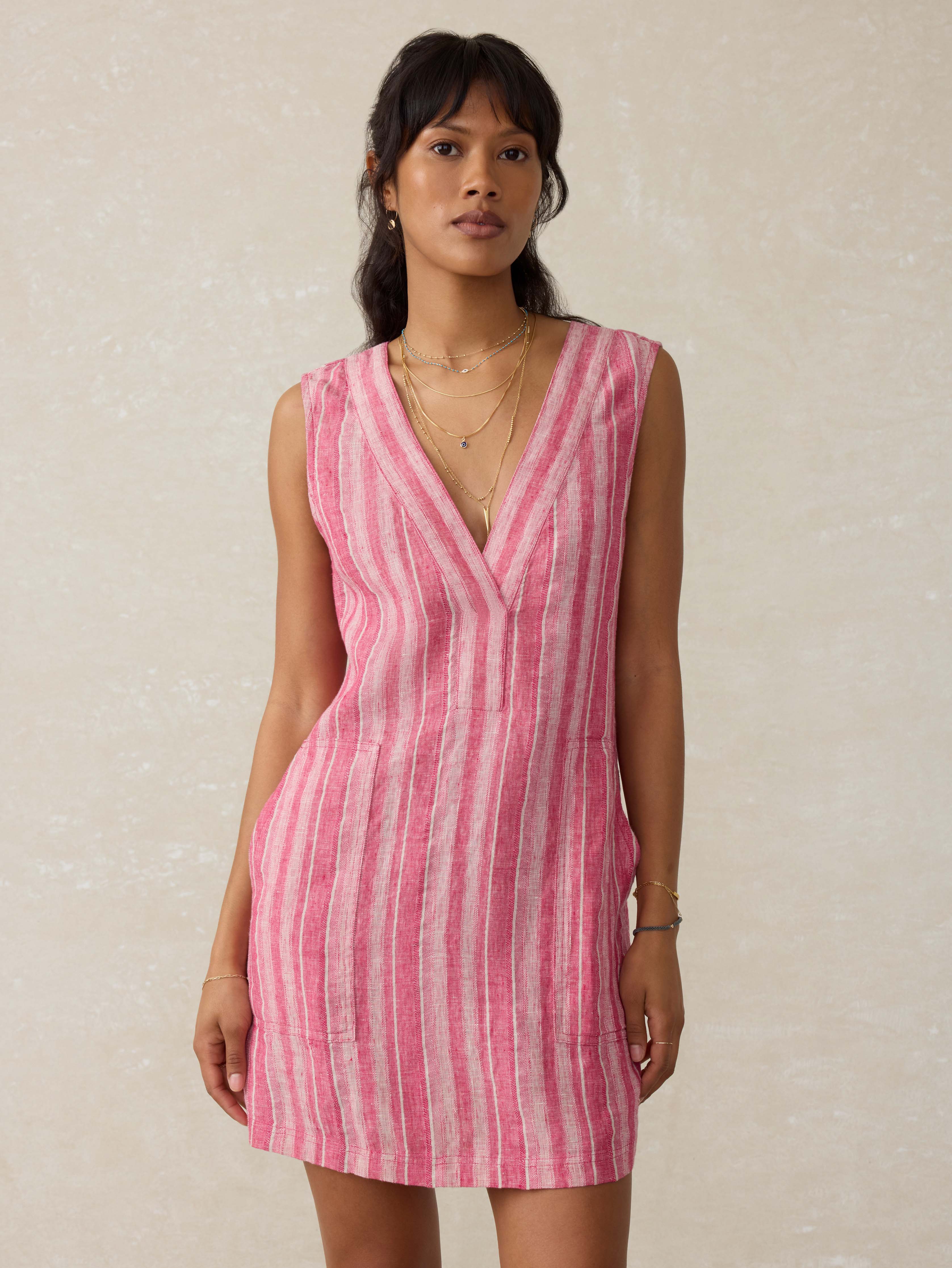 Azure Linen Dress - Granita Stripe Main image
