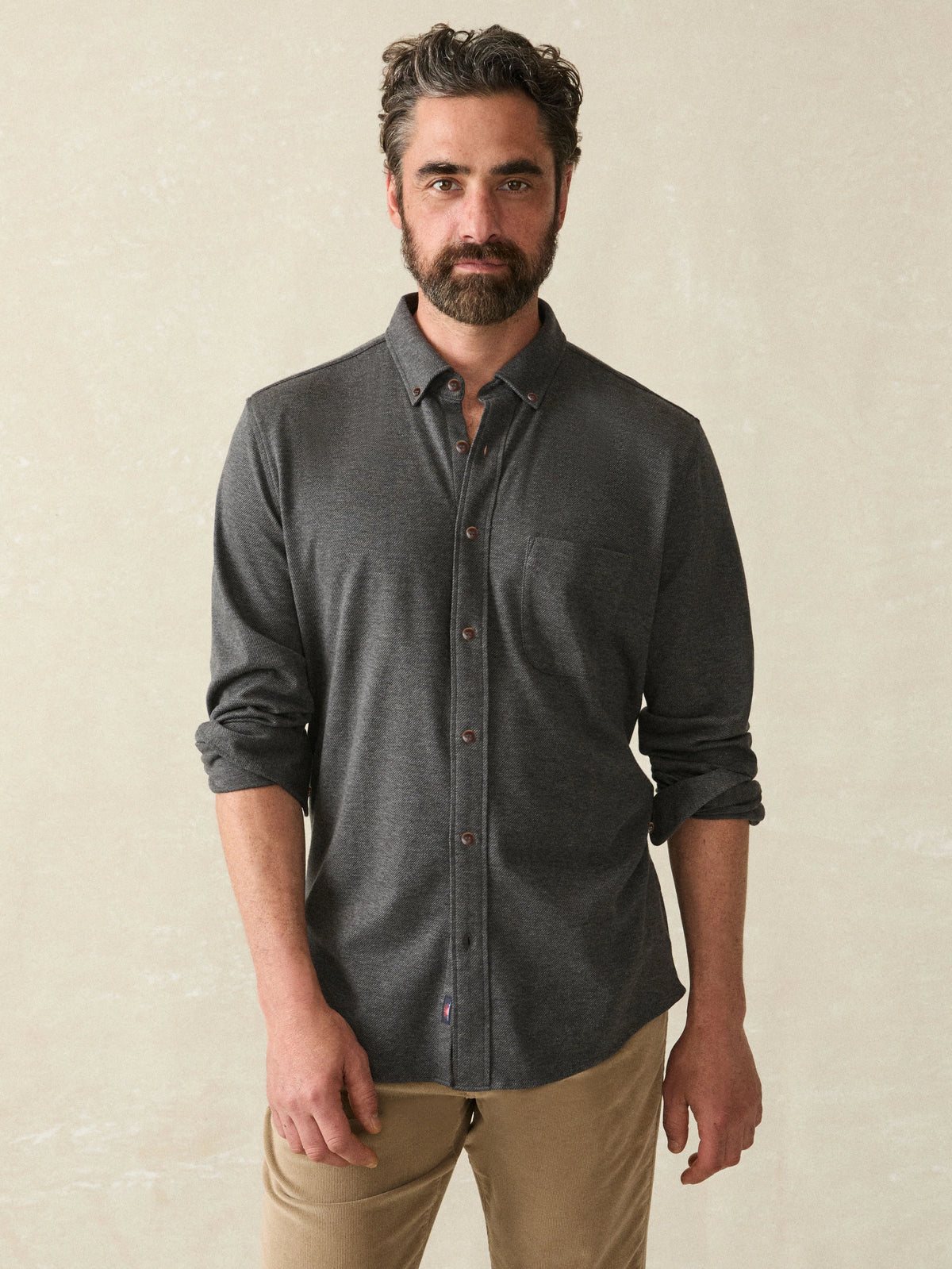 Coastline Knit Shirt - Charcoal Heather Twill Main image