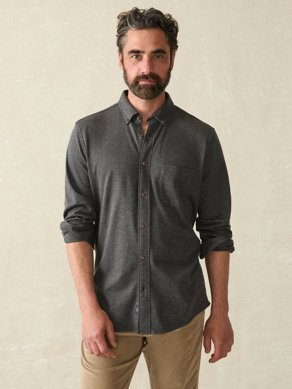 Coastline Knit Shirt - Charcoal Heather Twill