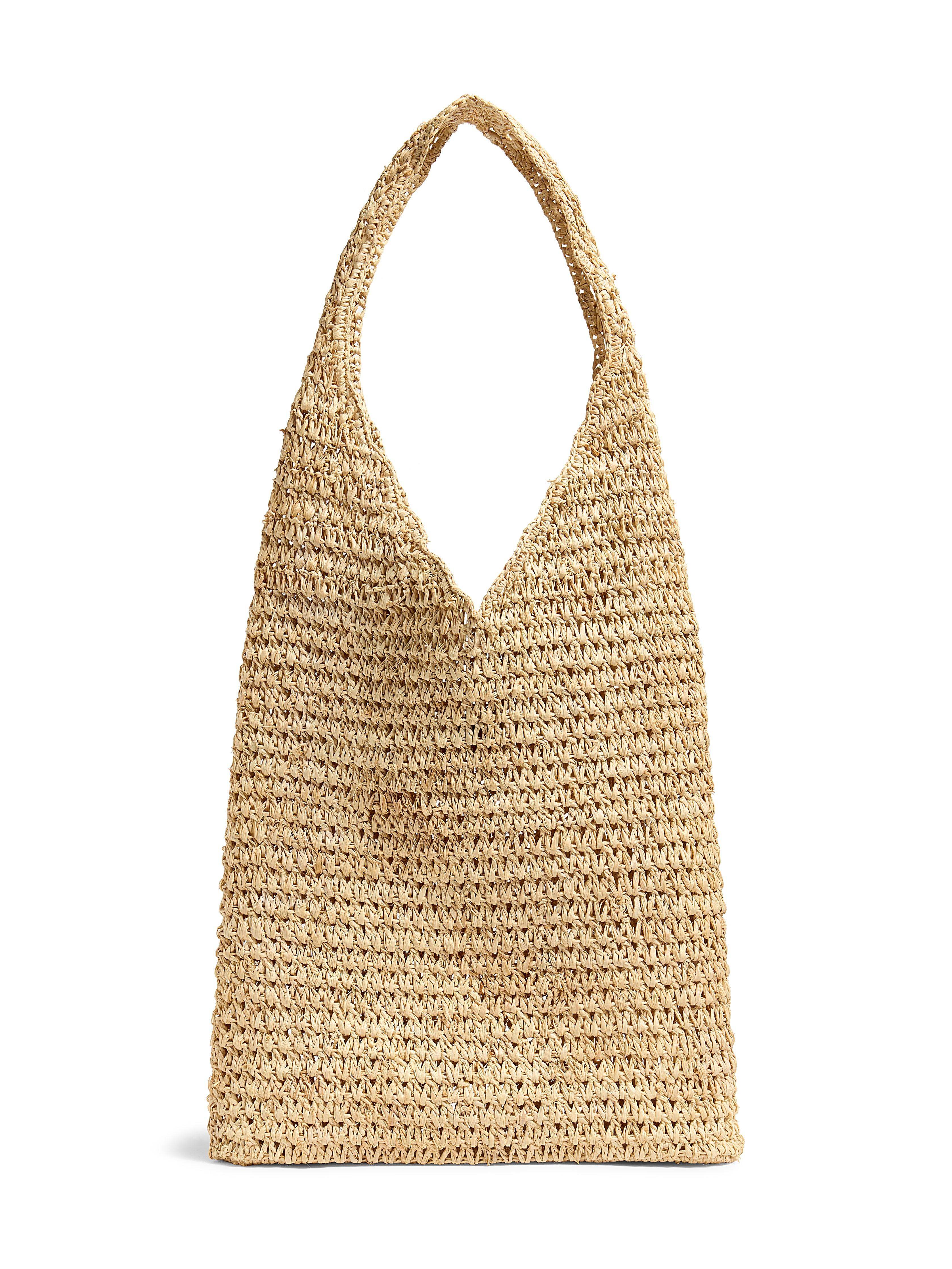 Raffia Crochet Hobo Tote - Natural Main image