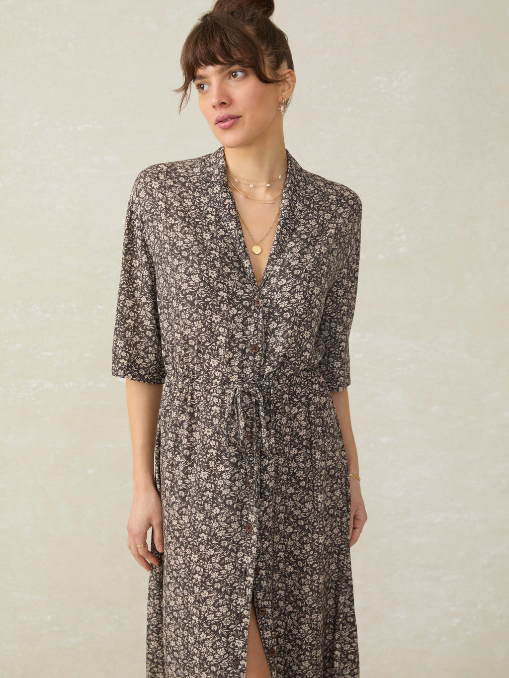 Island Dress - Charcoal Woodstock Floral