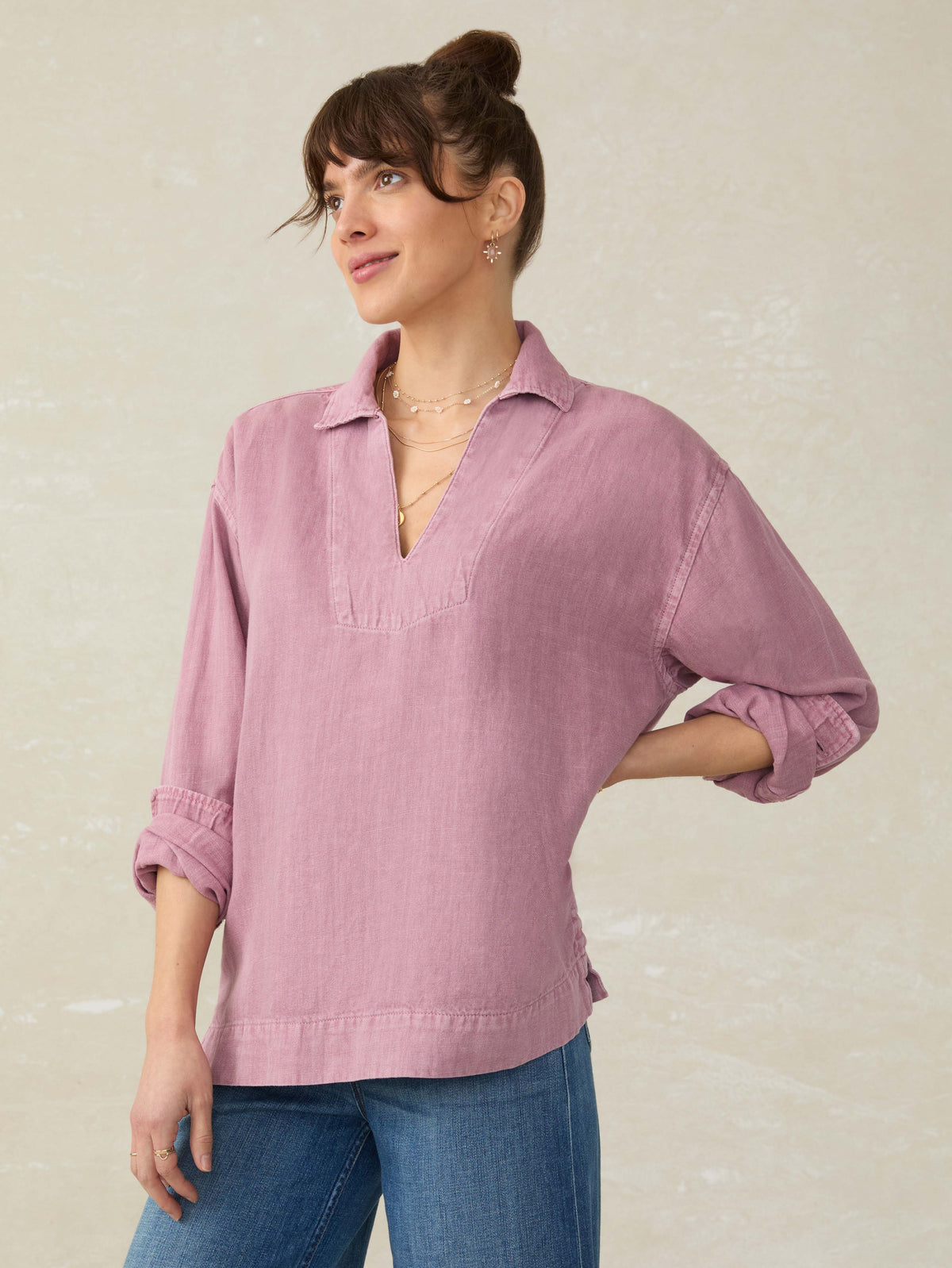 Linen Denim Sail Away Blouse - Weathered Orchid Main image