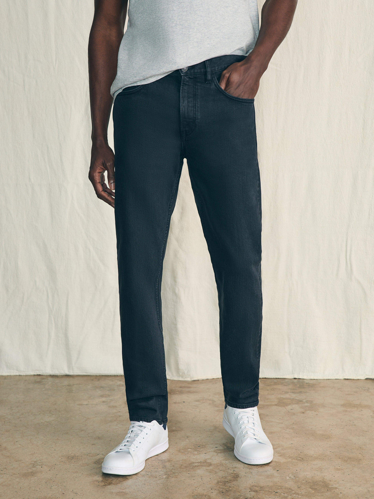 Organic Cotton Slim Straight Denim (30" Inseam) - Black Smoke Wash Main image