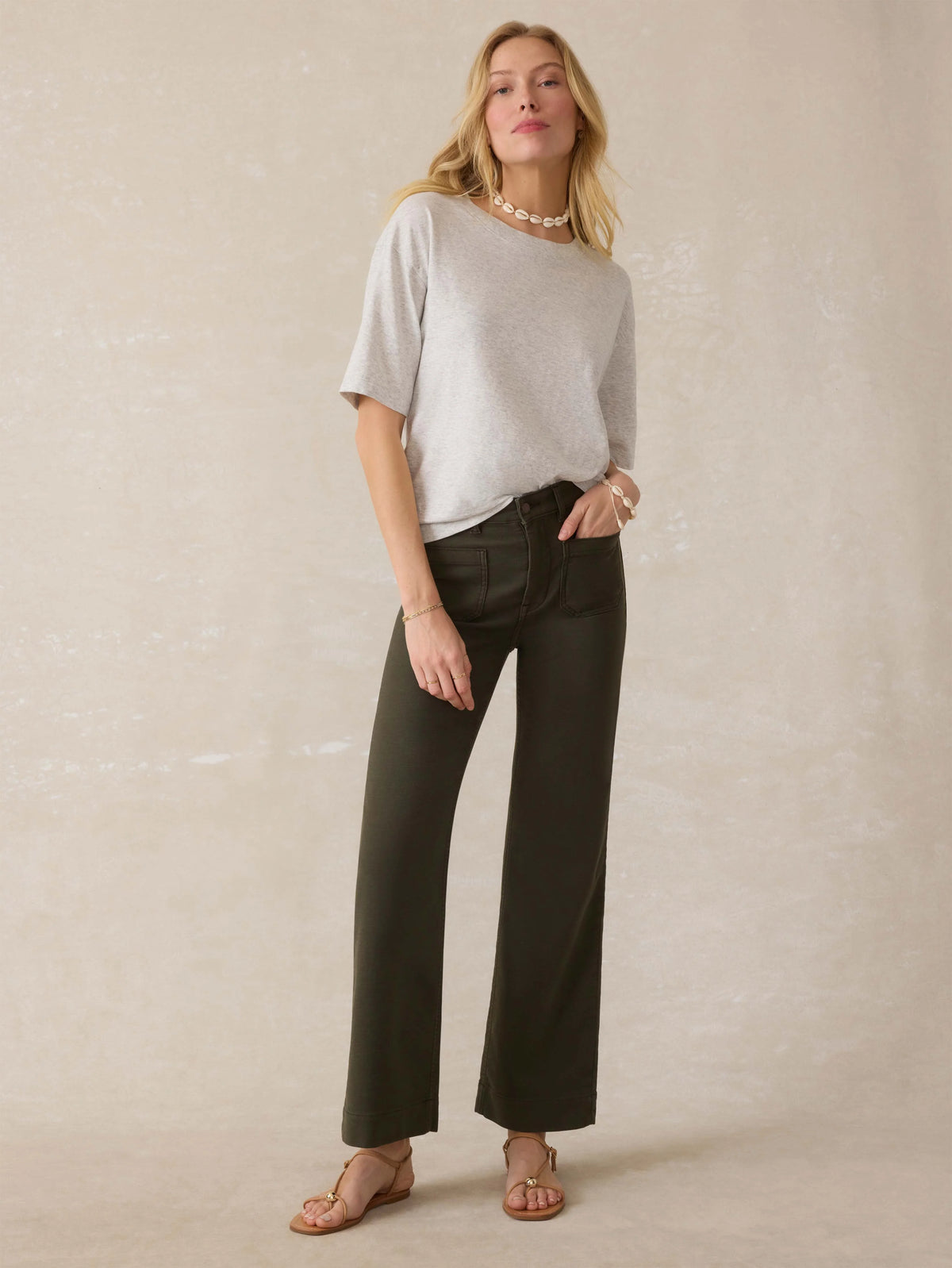 Stretch Terry Patch Pocket Pant - Forest Olive Main image