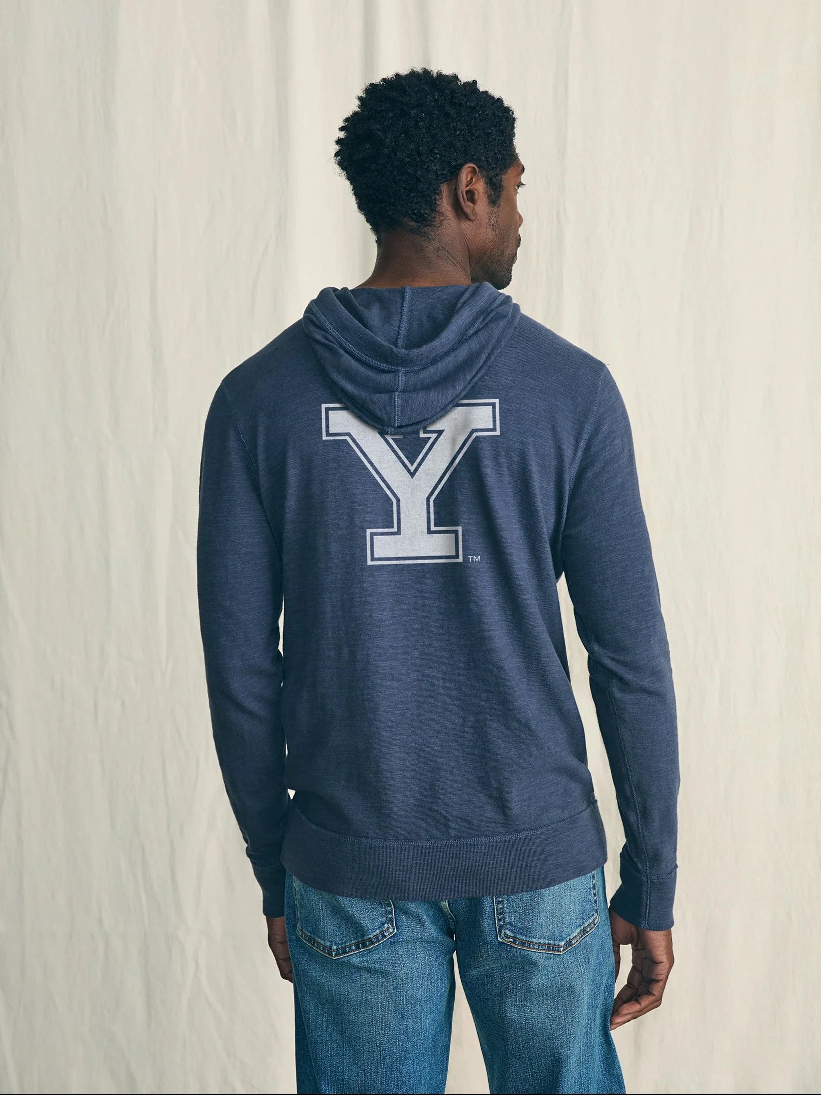 Yale Sunwashed Slub Hoodie - Blue Nights Secondary image