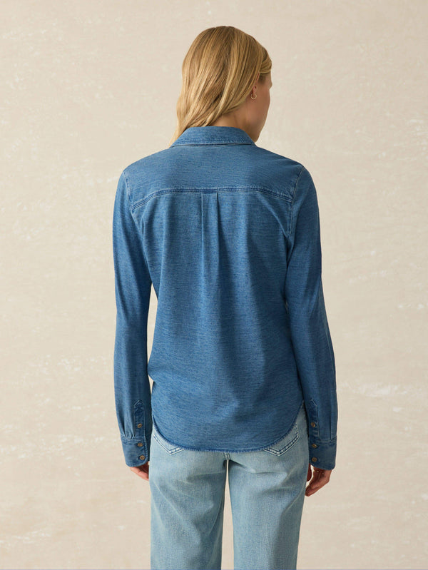Sunwashed Knit Shirt - Medium Indigo Wash