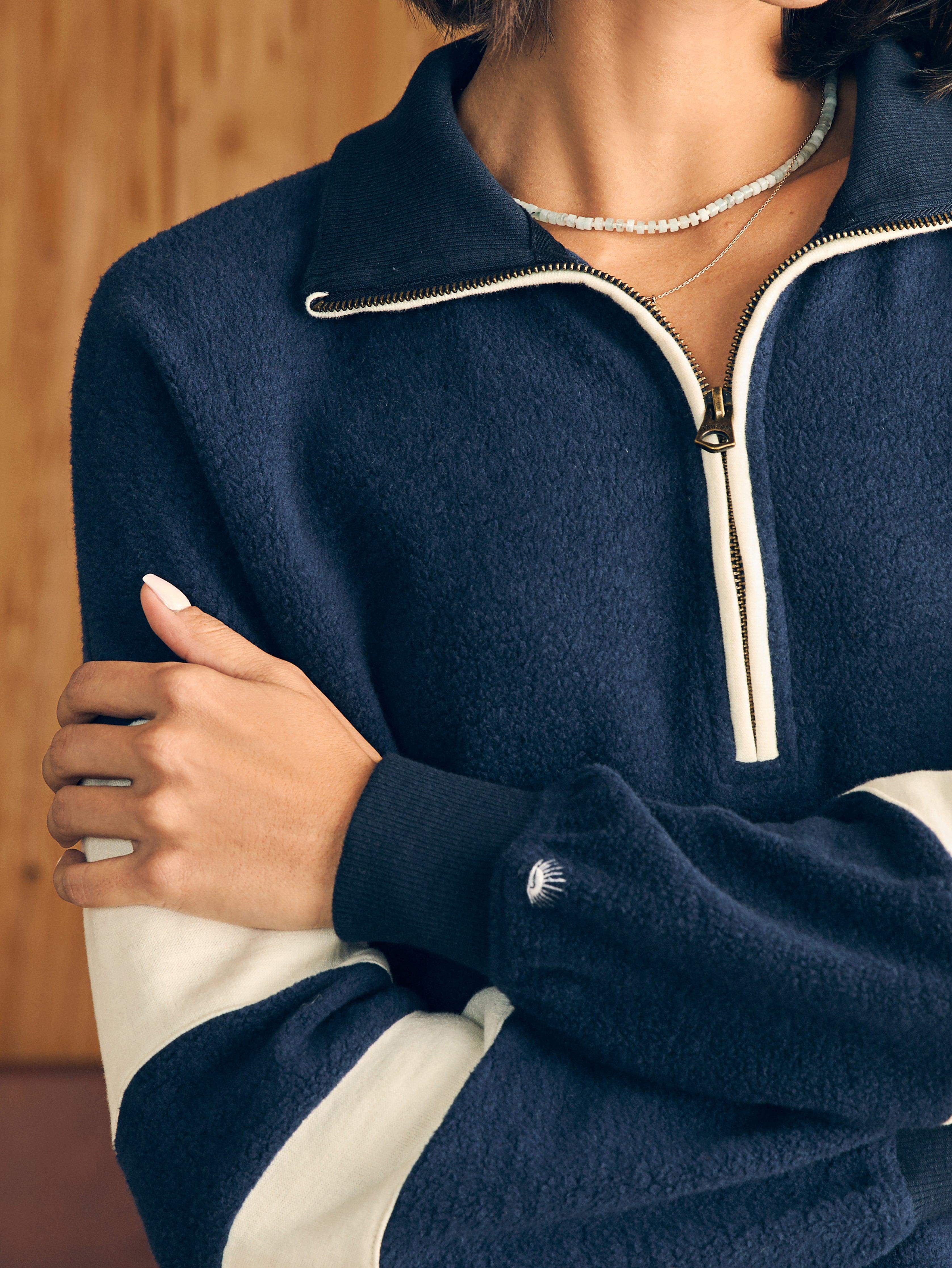 Beach Fleece Quarter Zip - Navy Multi Secondary image