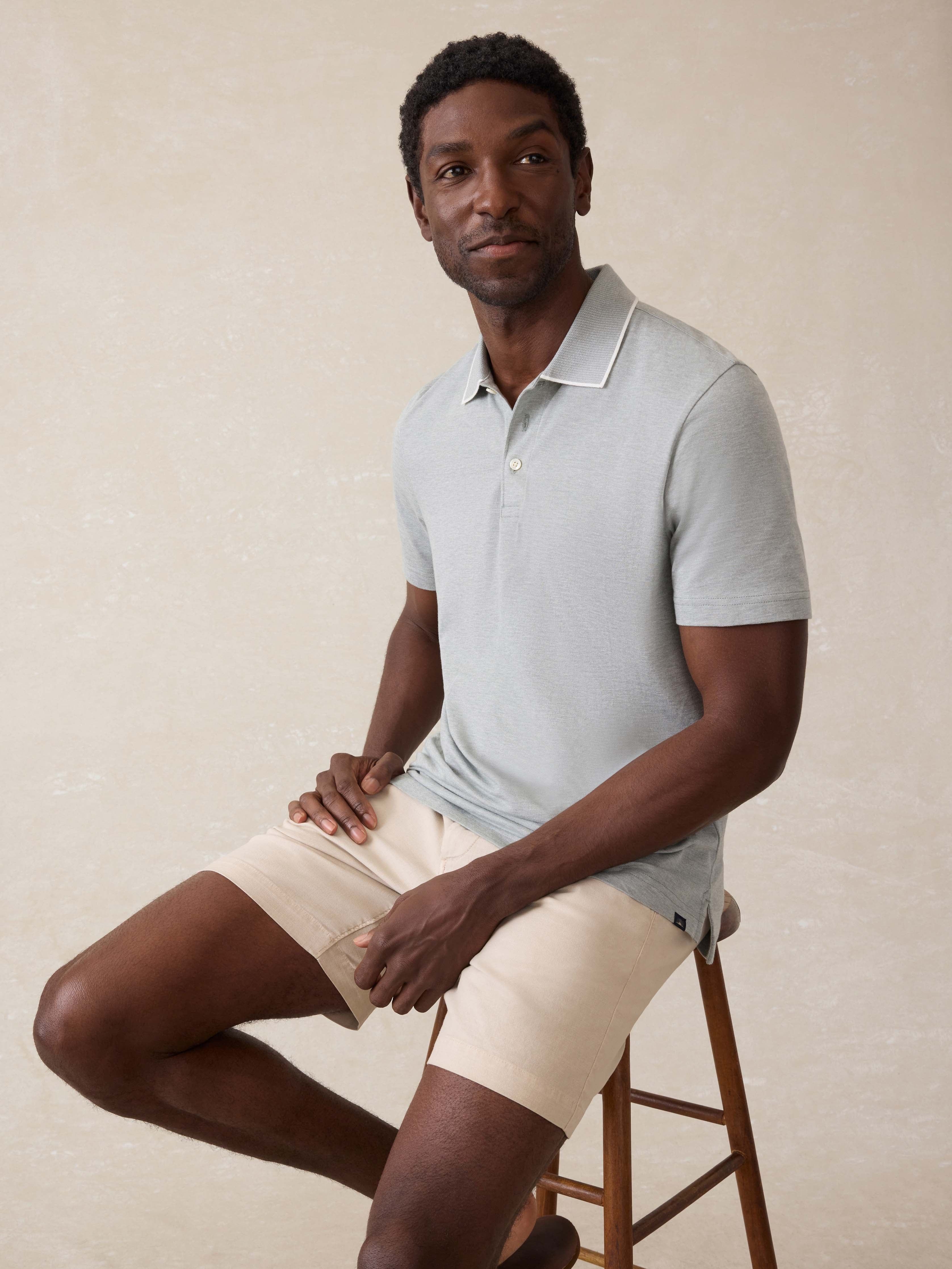Short-Sleeve Movement Pique Polo - Moss Stone Melange Secondary image