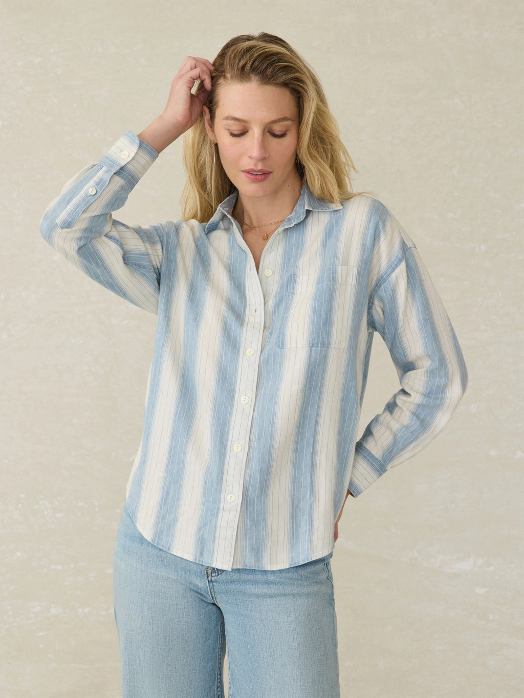 Tried \u0026 True Chambray Relaxed Shirt - Ocean Oasis Stripe