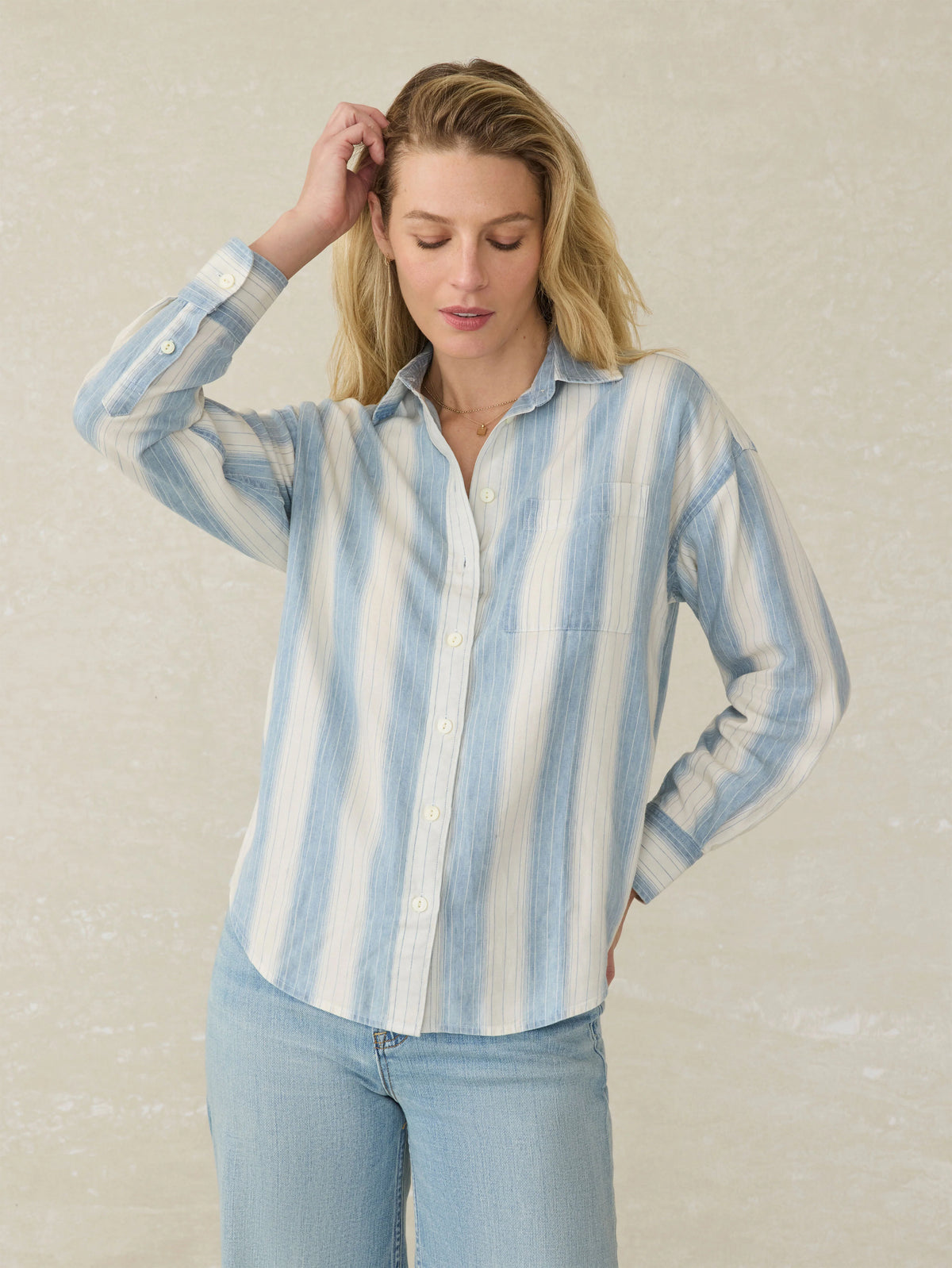 Tried \u0026 True Chambray Relaxed Shirt - Ocean Oasis Stripe