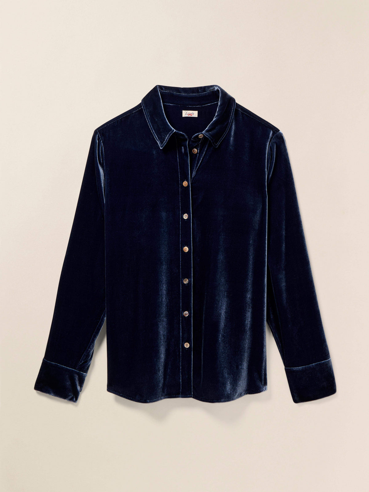 Stretch Silk Velvet Genevieve Shirt - Navy