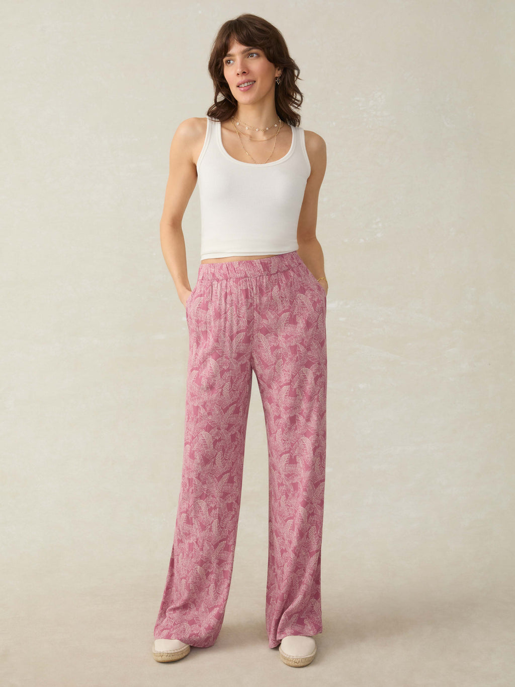 Cabana Pant - Dusty Rose Banana Leaf