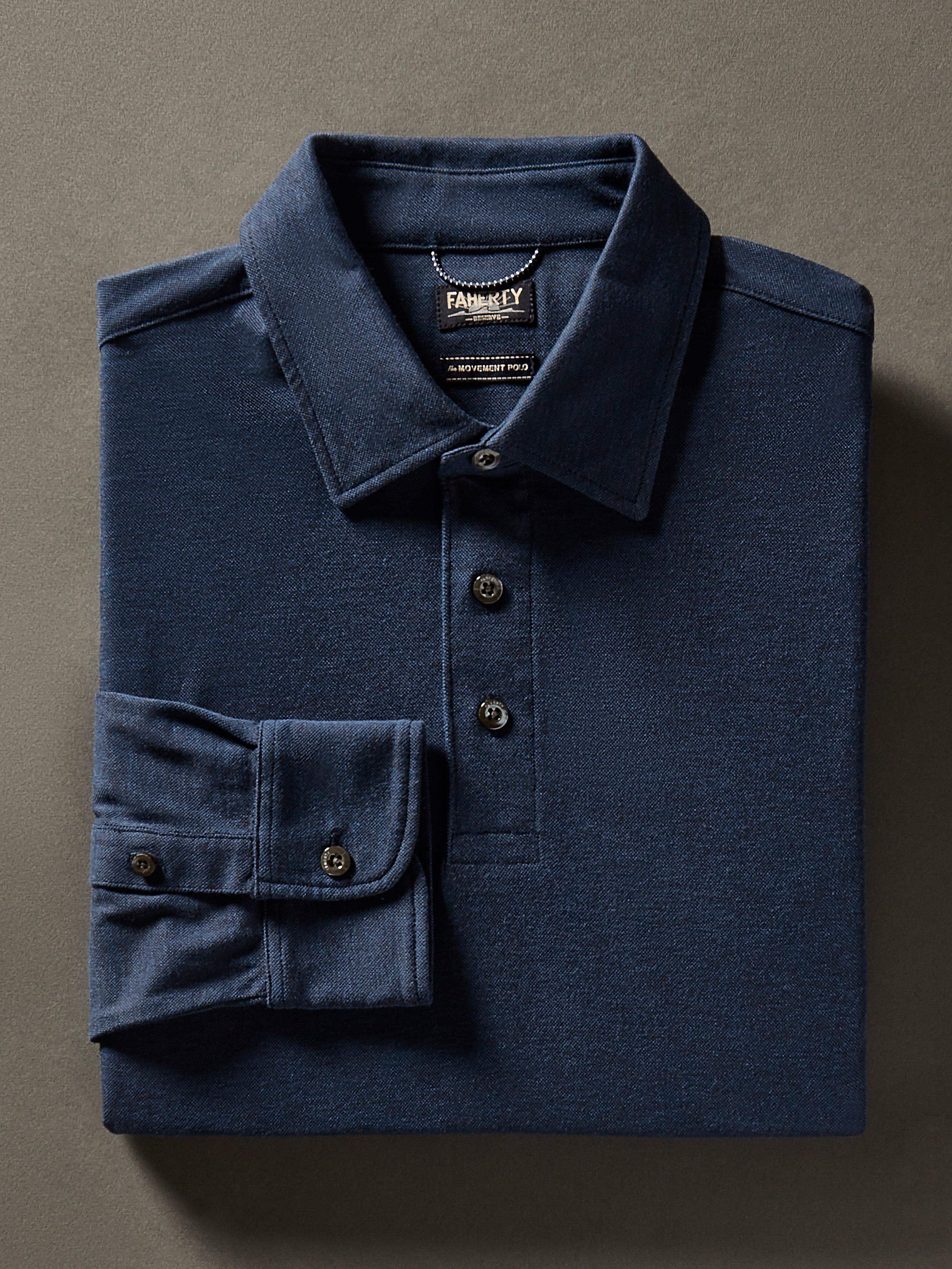 Movement™ Long-Sleeve Pique Polo - Harbor Night Heather Main image