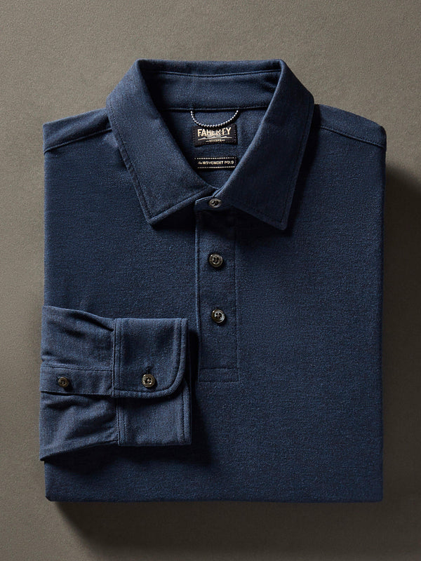 Movement™ Long-Sleeve Pique Polo - Harbor Night Heather