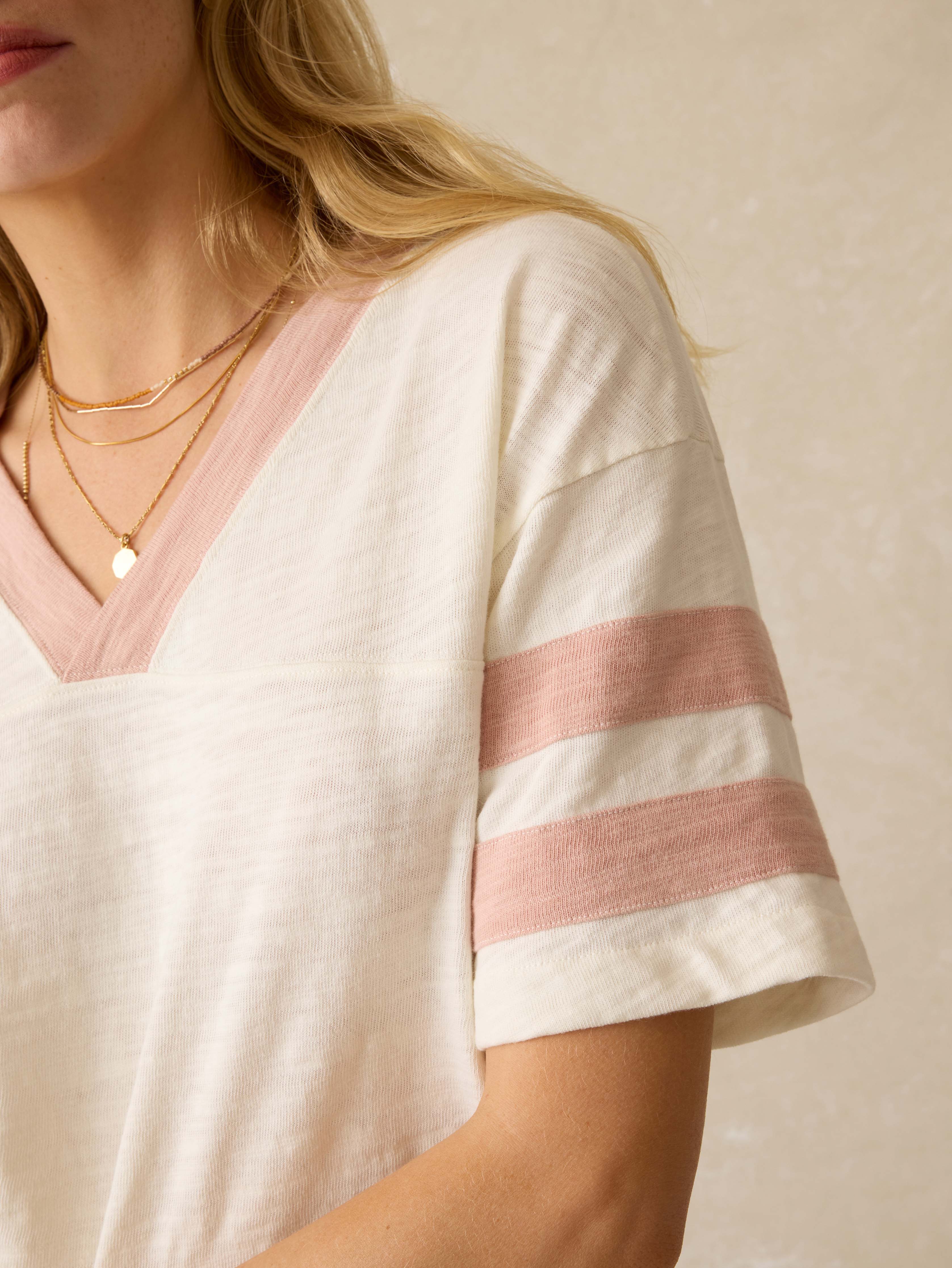 Sunwashed Midweight Organic Varsity Tee - Pink Varsity Secondary image