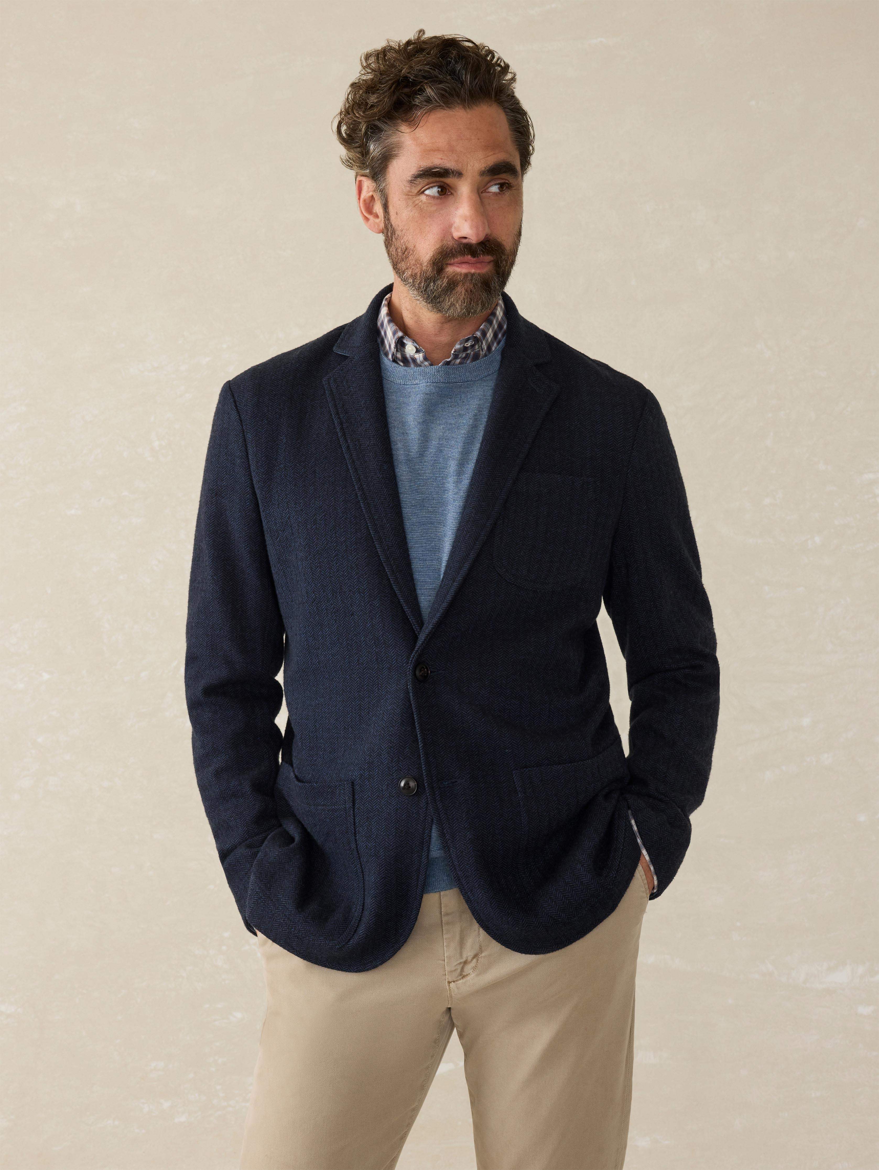 Inlet Knit Tweed Blazer - Navy Twilight Herringbone Main image