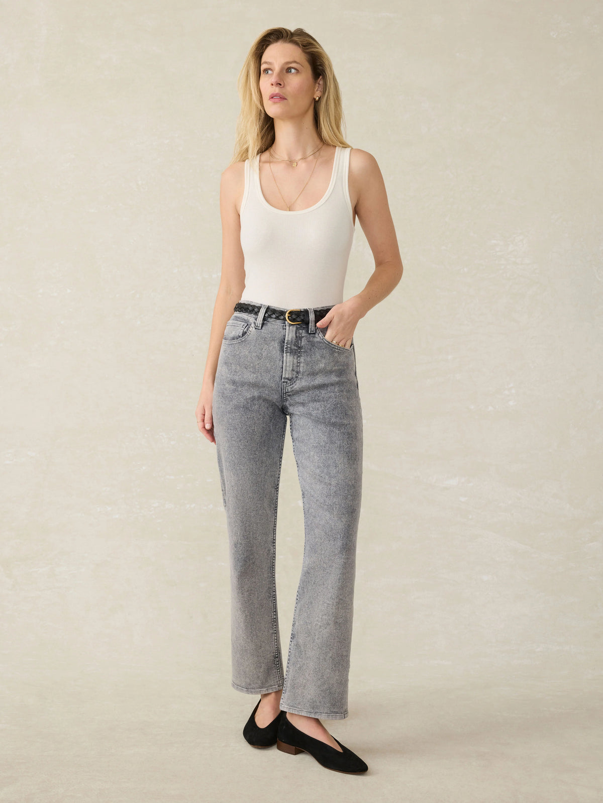 Slim Straight Sunwashed Denim - Washed Black Main image