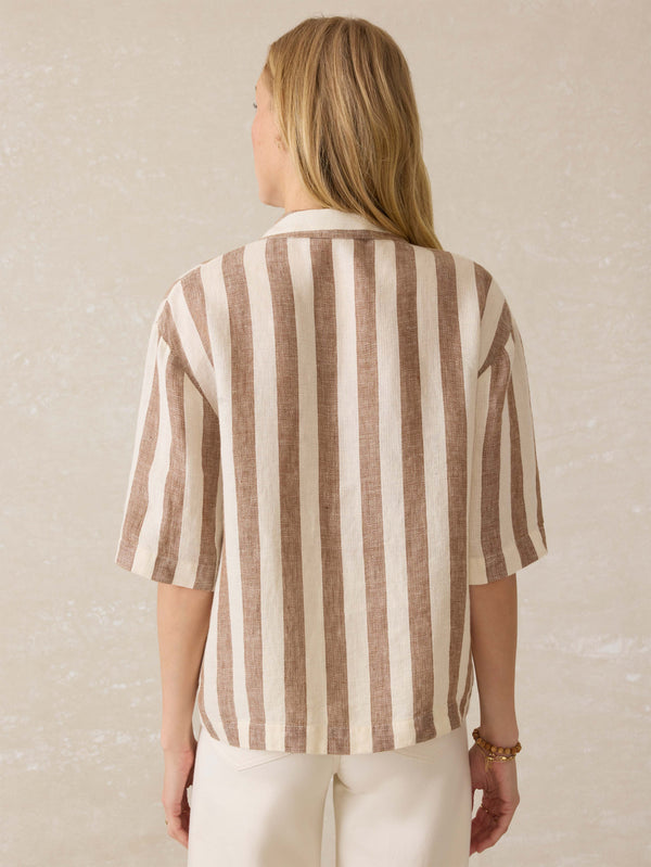 Palma Linen Camp Shirt - Cocoa Beach Stripe