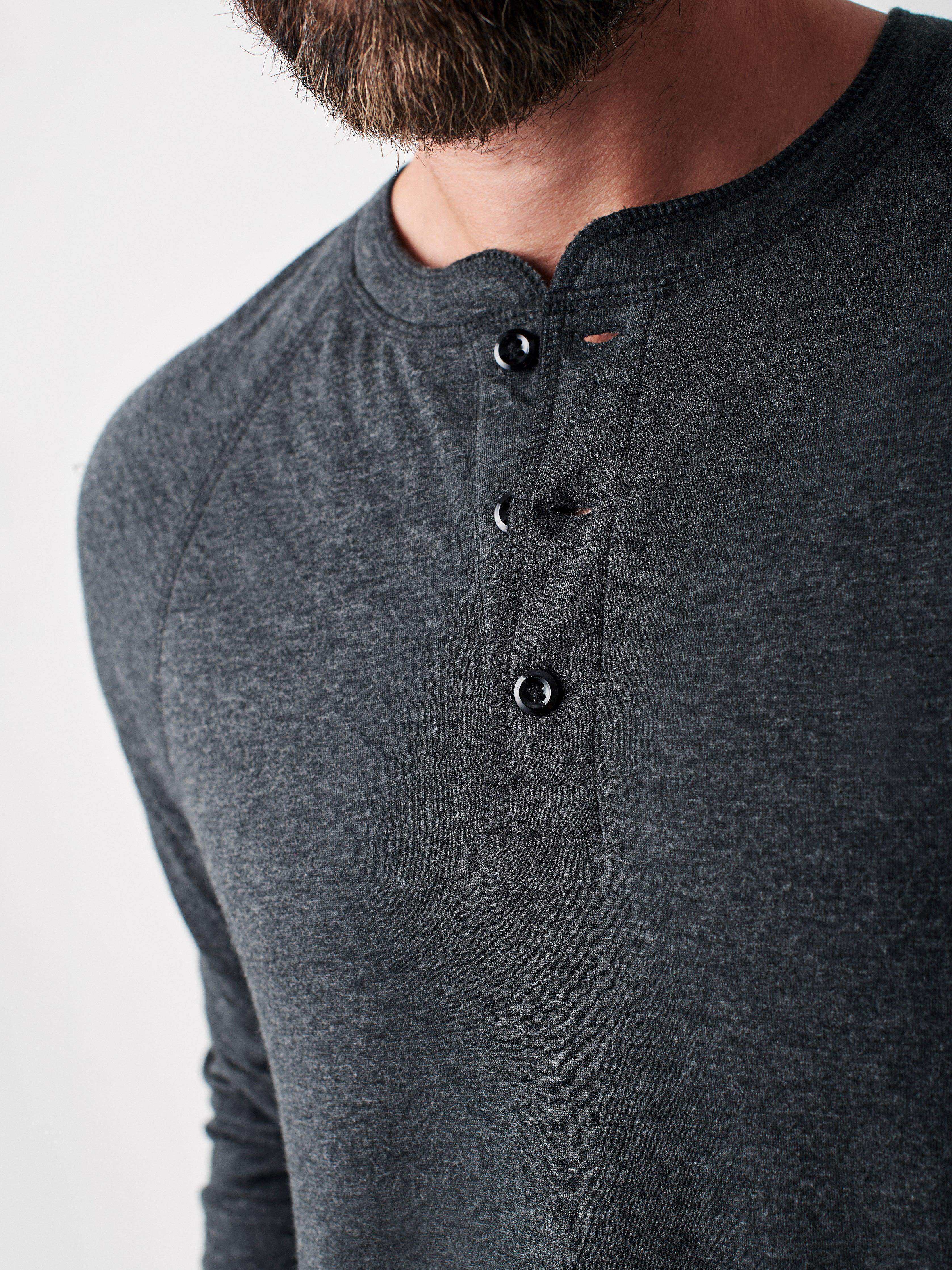 Long-Sleeve Newport Cloud Henley (Tall) - Charcoal Secondary image