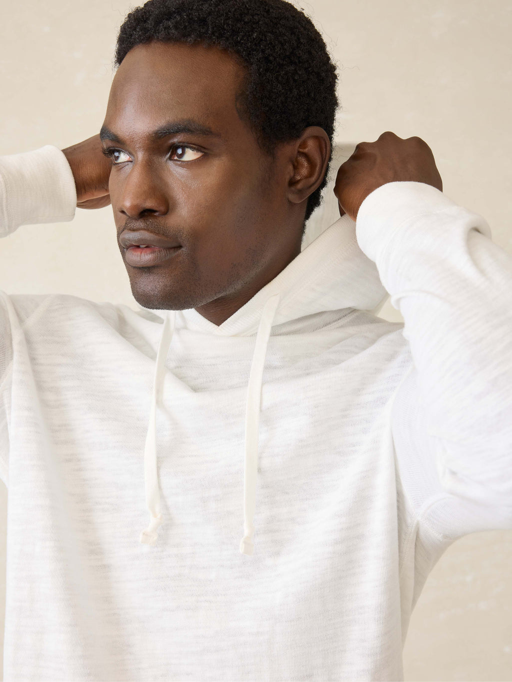 Washed Cotton Slub Hoodie (Tall) - White