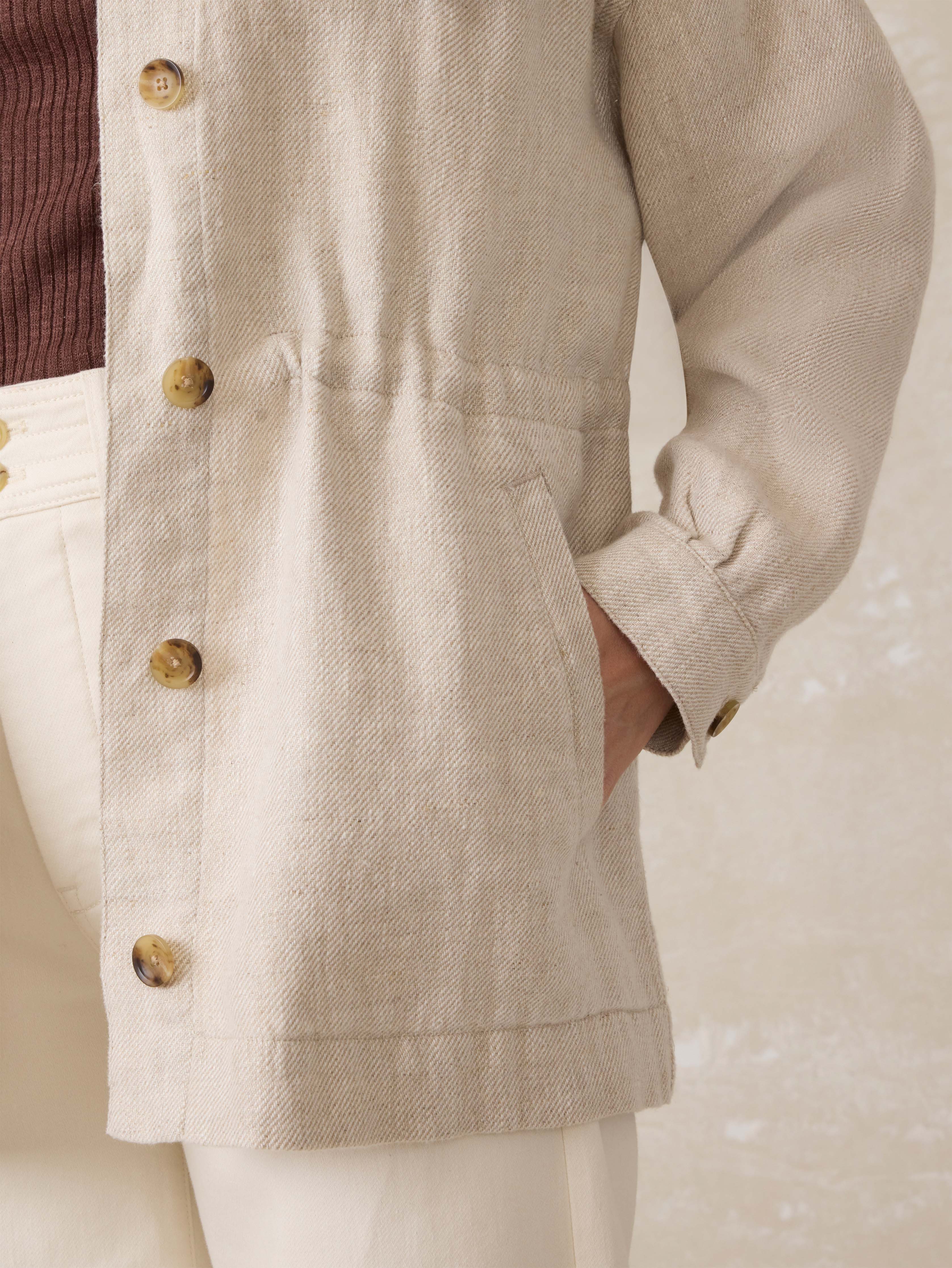 Twill Linen Utility Jacket - Flax Secondary image