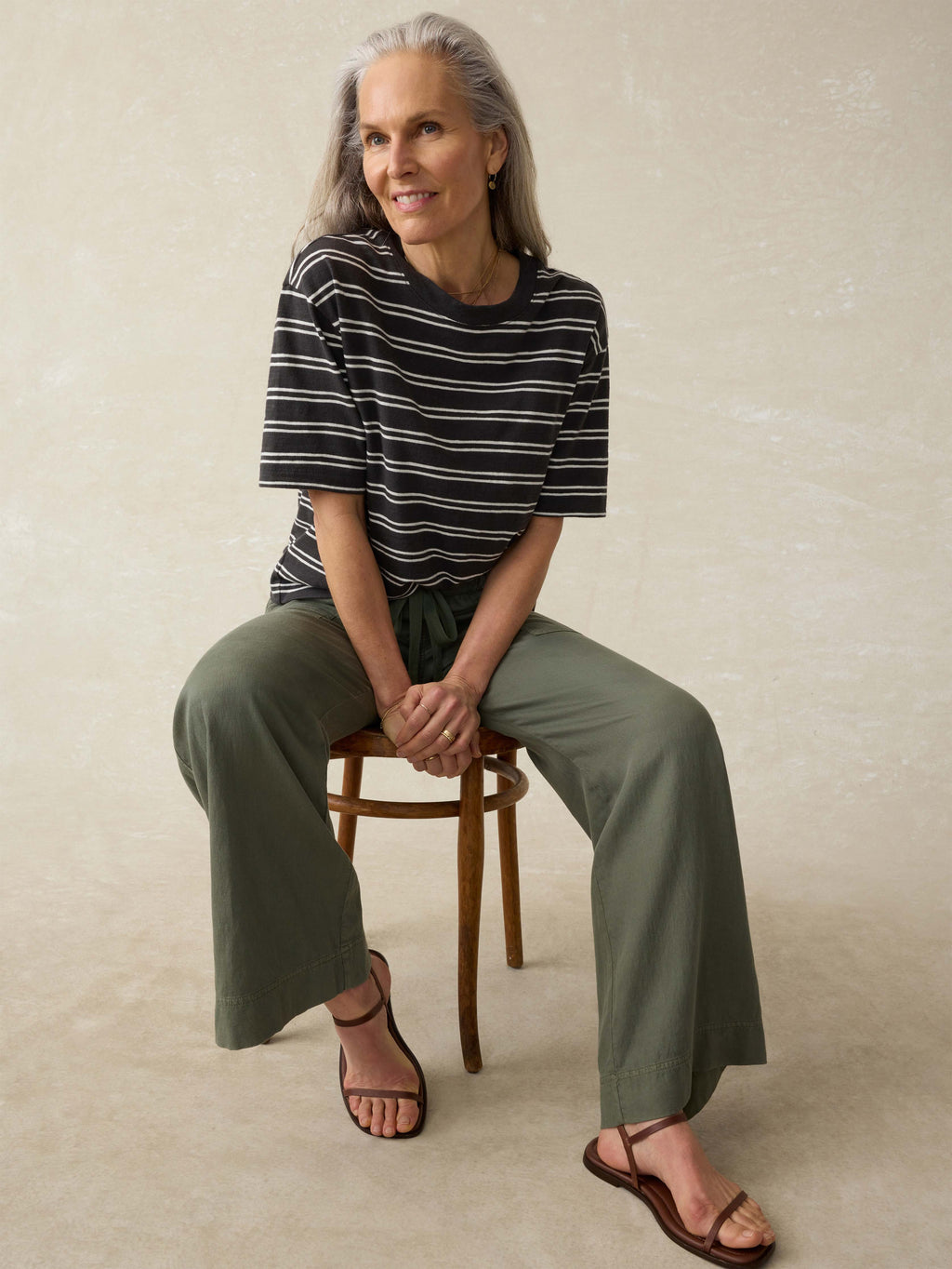 Organic Cotton Sunwashed Slub Vintage Tee - Phantom Highland Stripe