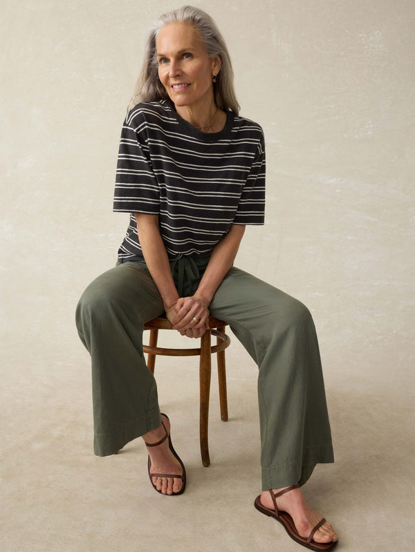 Organic Cotton Sunwashed Slub Vintage Tee - Phantom Highland Stripe