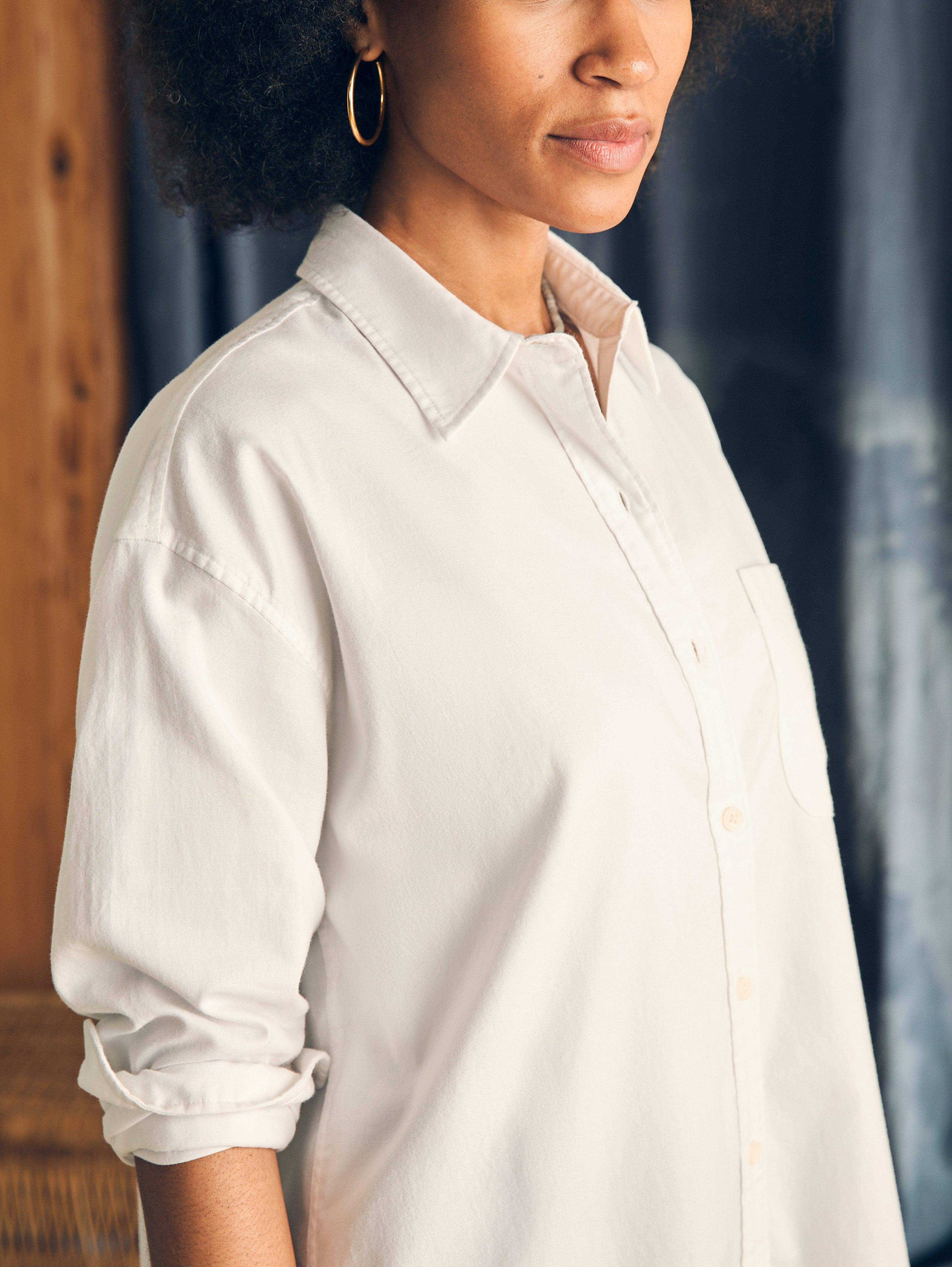 Stretch Oxford Relaxed Shirt - White Secondary image