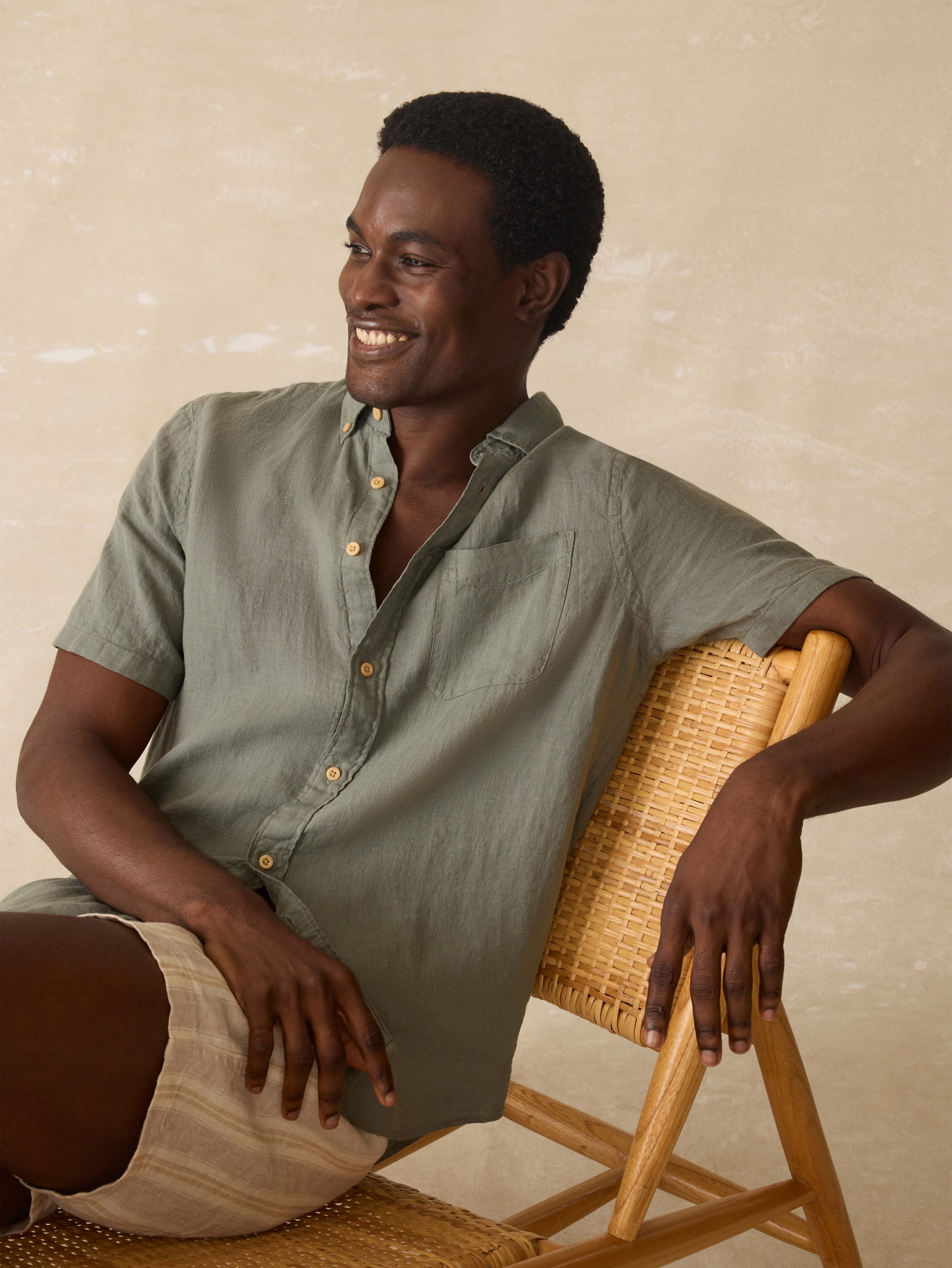 Short Sleeve Laguna Linen Shirt - Spruce Main image