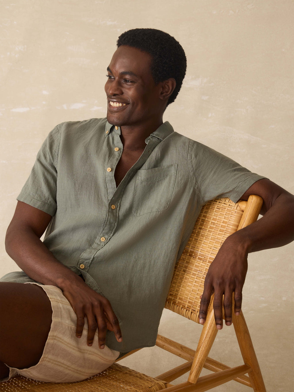 Short Sleeve Laguna Linen Shirt - Spruce