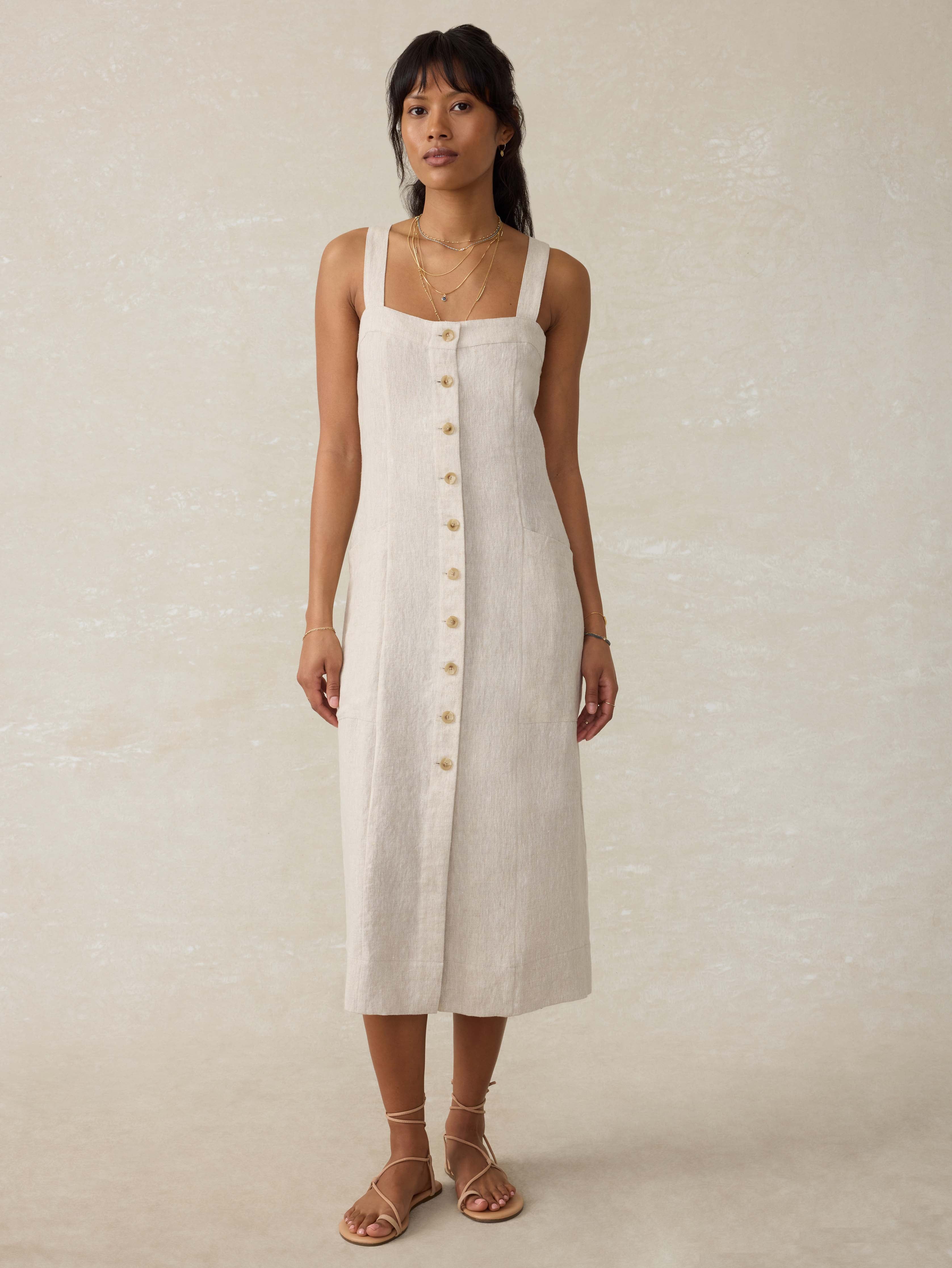Linen Aurora Dress - Flax Main image