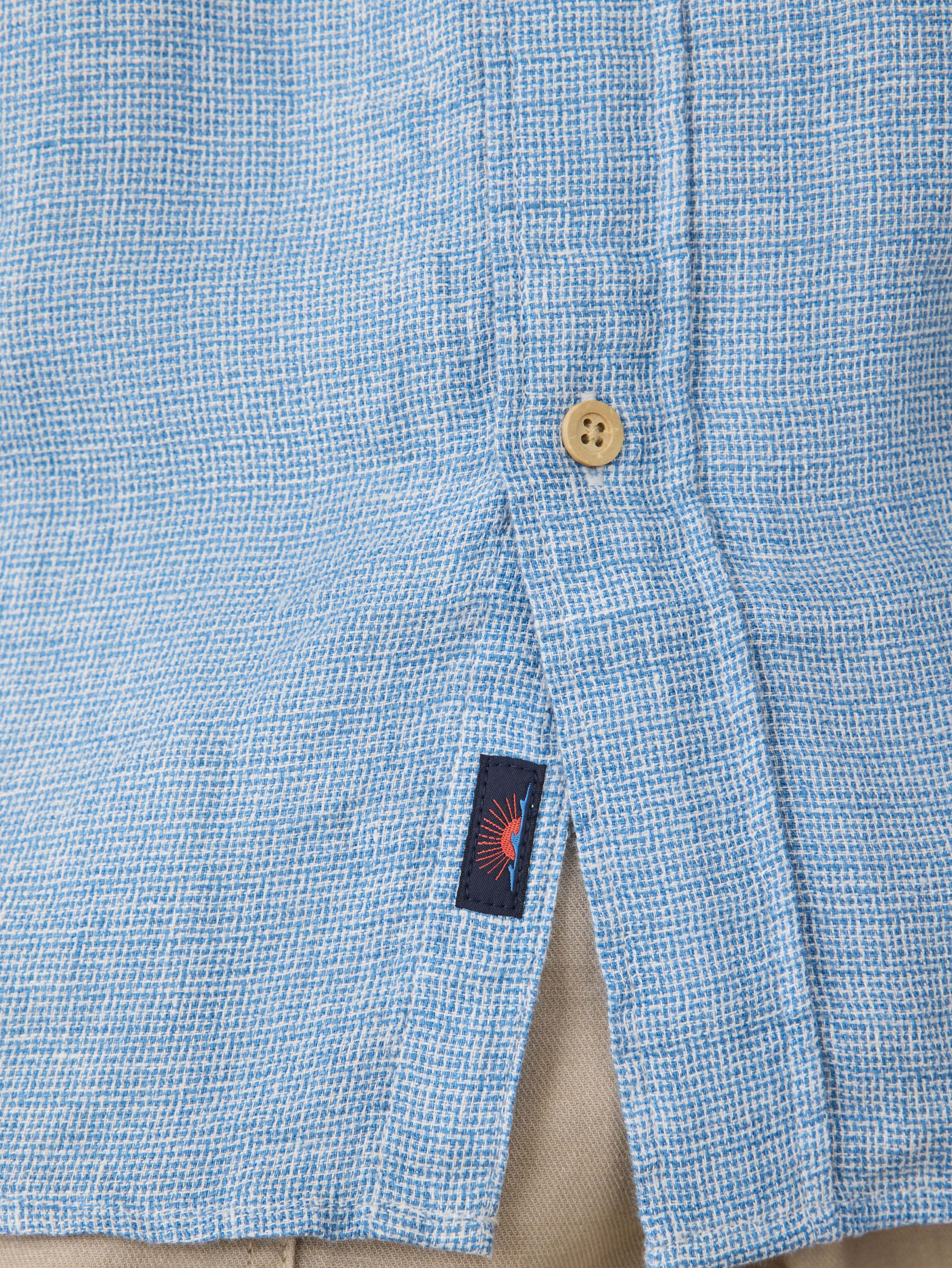 Short-Sleeve Palma Linen Shirt - Blue Basketweave Secondary image
