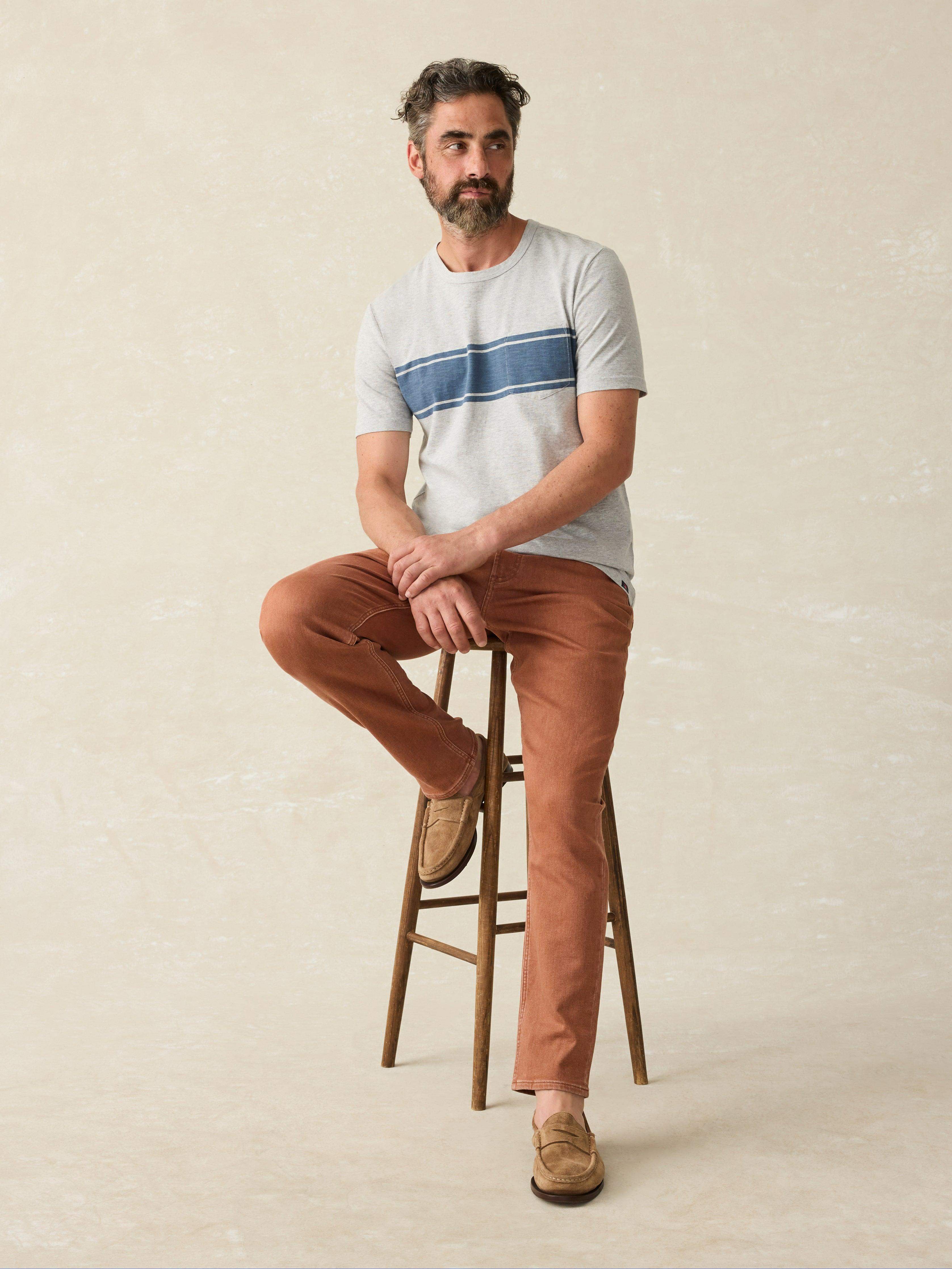 Surf Stripe Sunwashed Pocket Tee - Heather Grey Secondary image