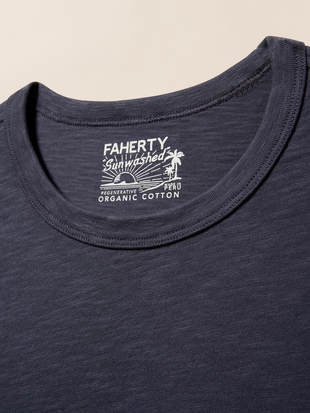 Long-Sleeve Sunwashed Regenerative Cotton Tee - Dune Navy