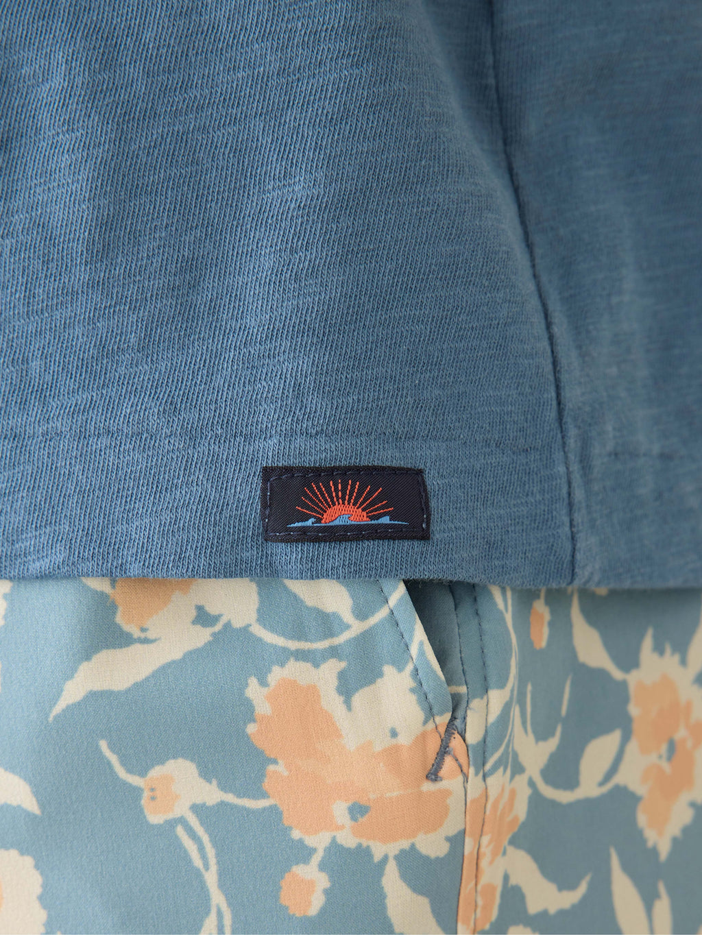 Short-Sleeve Sunwashed Regenerative Cotton V-Neck Tee - Blue Shore