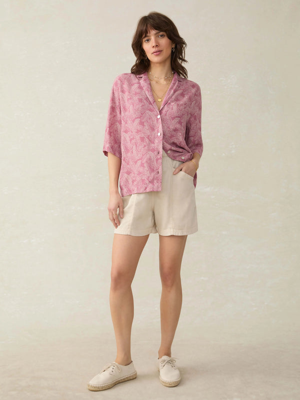 Cabana Short-Sleeve Shirt - Dusty Rose Banana Leaf