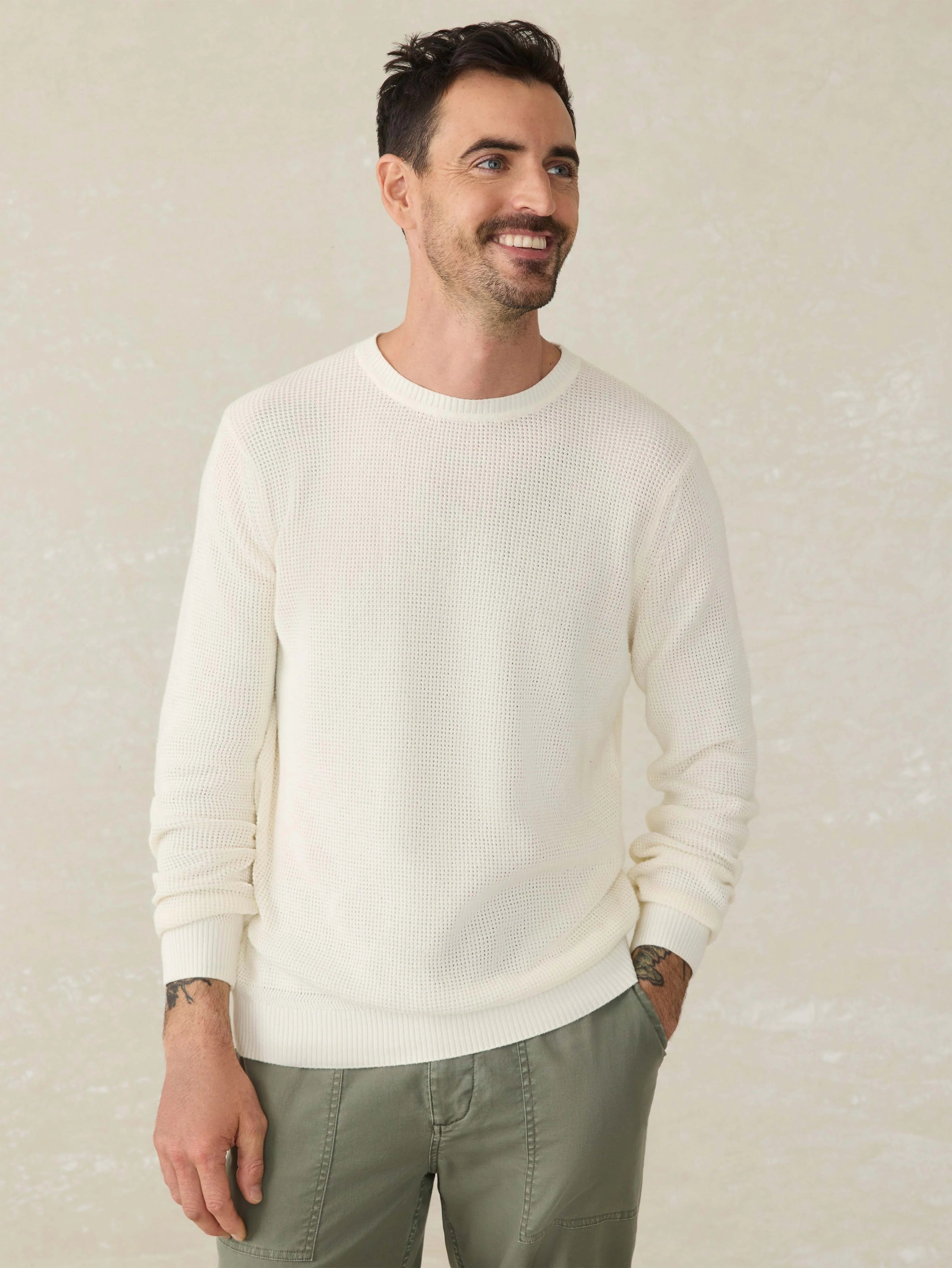Sunwashed Crewneck Sweater - White Shell Main image