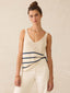 Miramar Linen V-Neck Tank - Sand Cove Stripe
