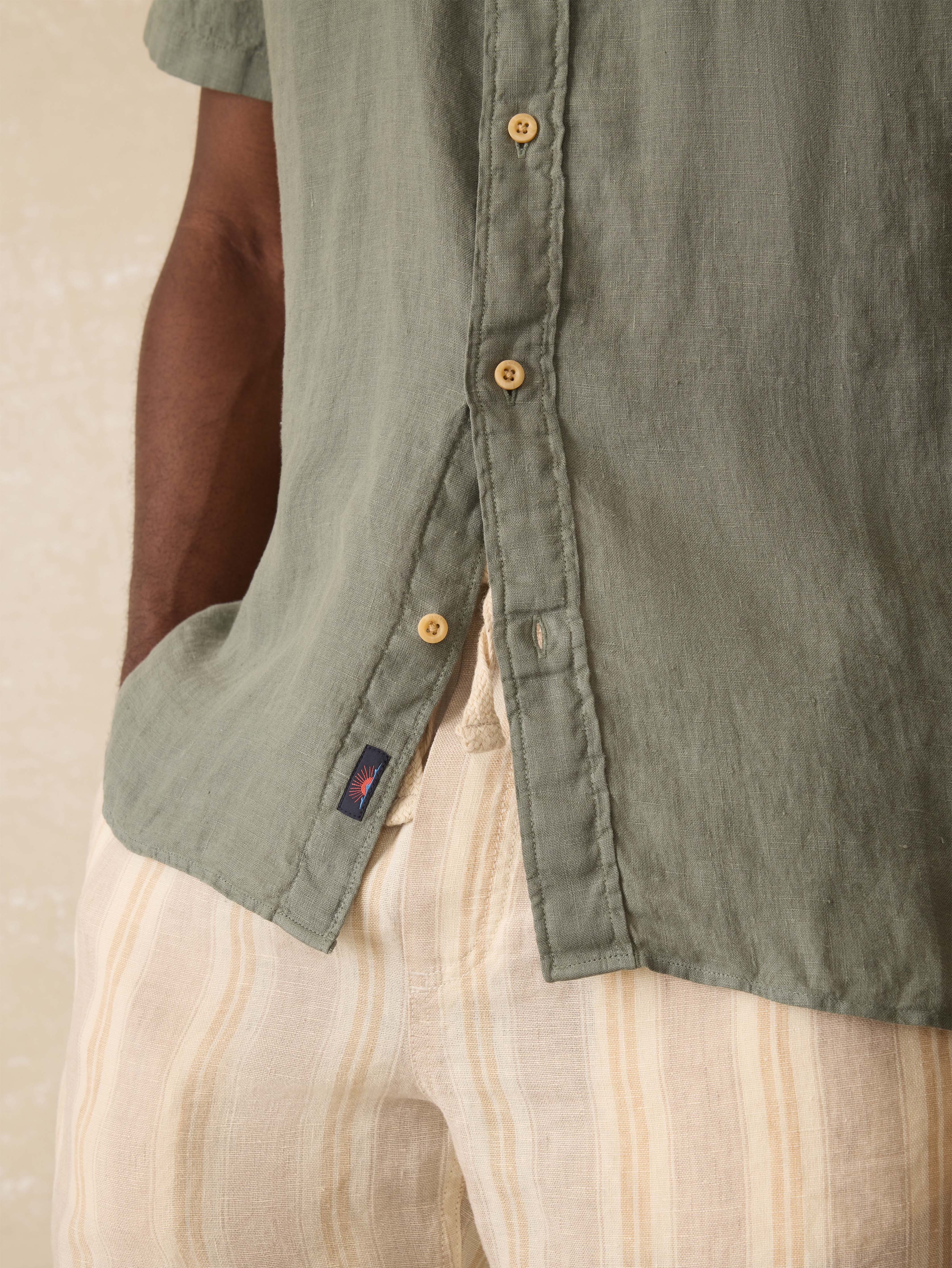 Short Sleeve Laguna Linen Shirt - Spruce Secondary image