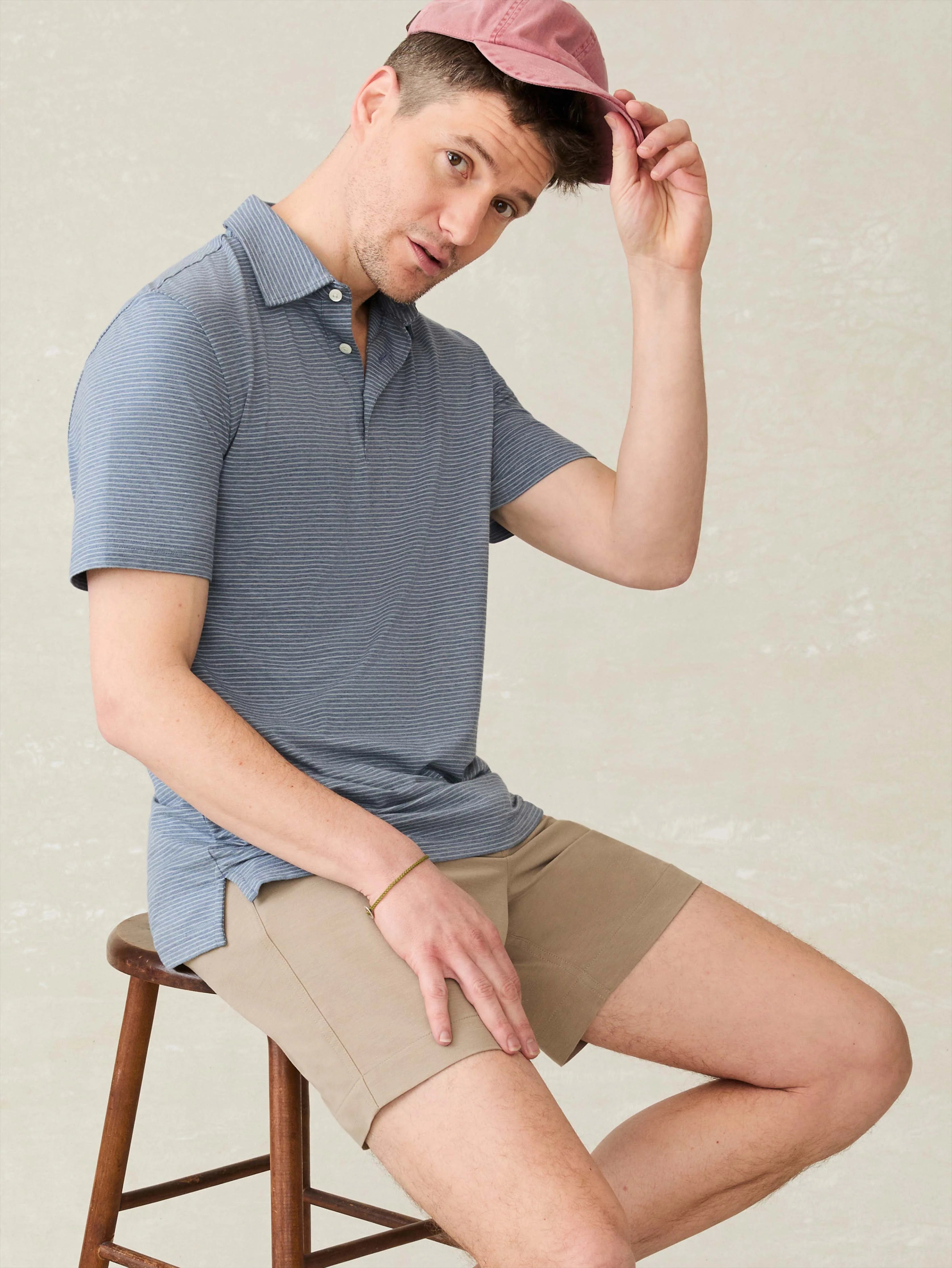 Short-Sleeve Movement™ Polo Shirt - Azure Beach Stripe Secondary image