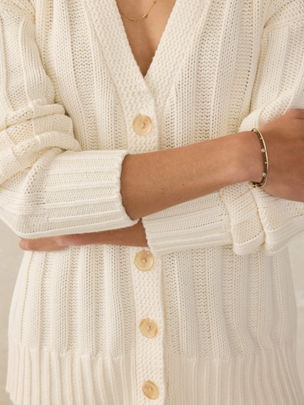 Washed Cotton Cotton Laidback Cardigan - Egret
