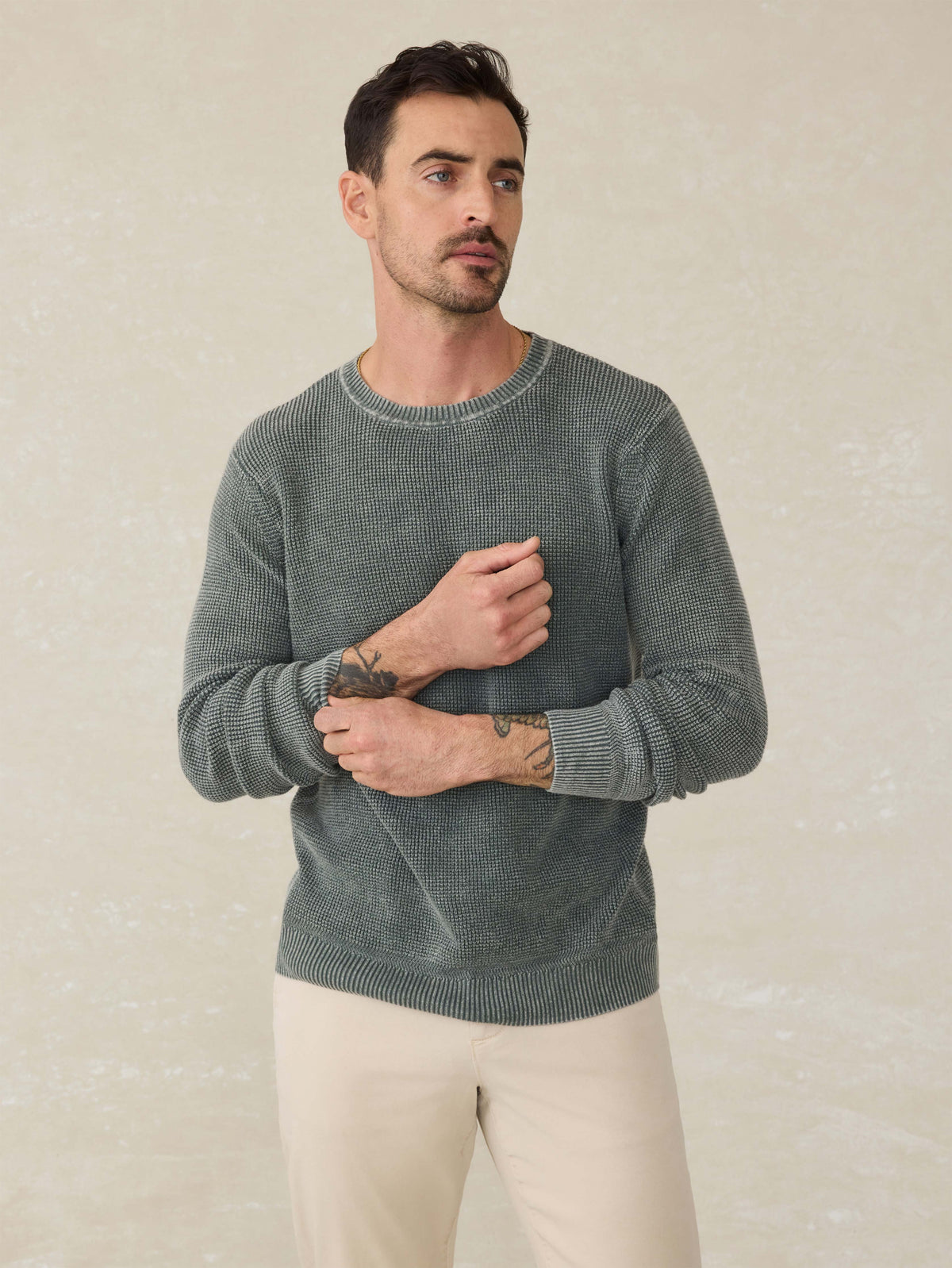 Sunwashed Crewneck Sweater - Mountain Olive Main image